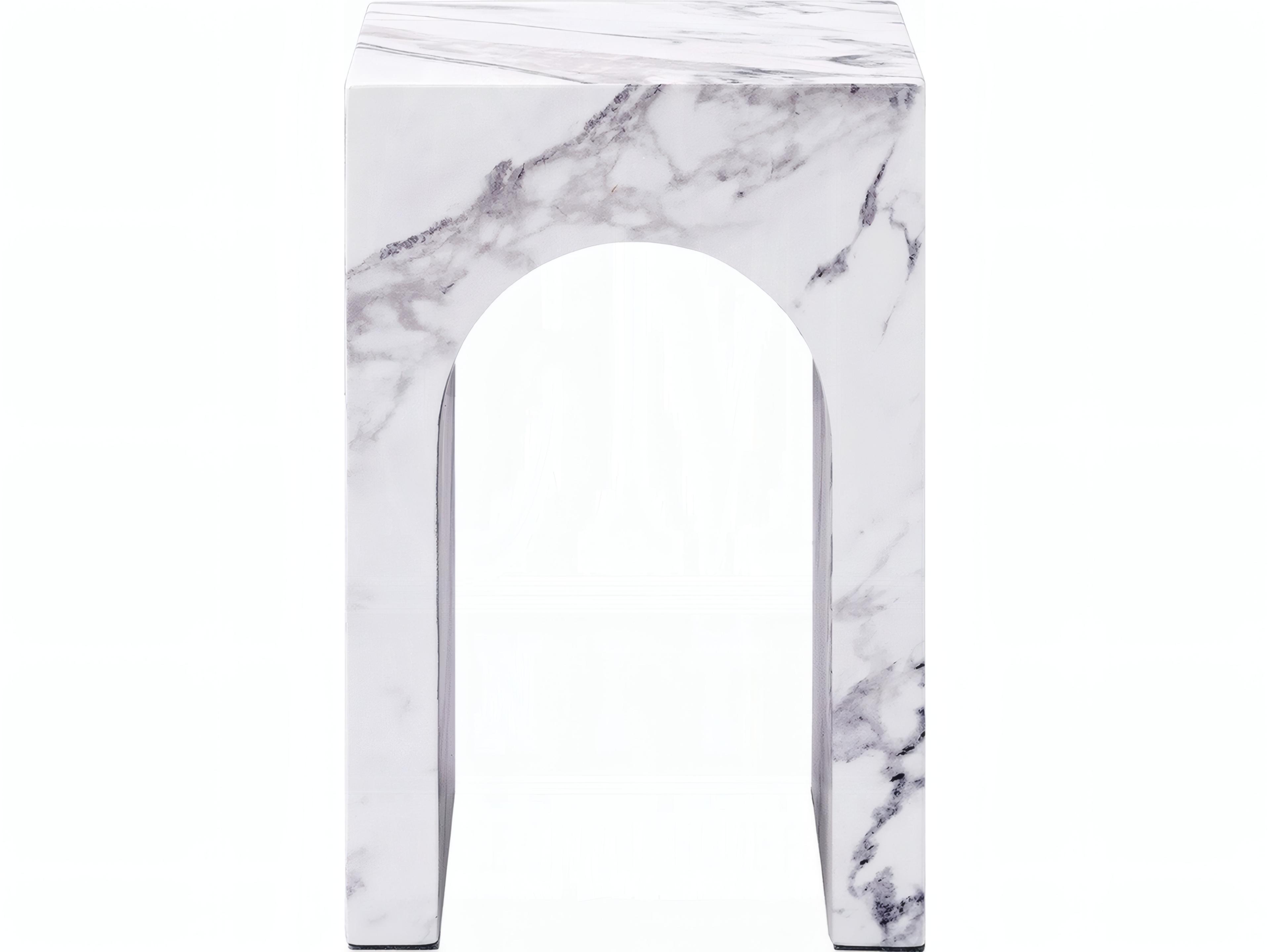 Acme Furniture Fritzy Square Faux Stone Engineered End Table