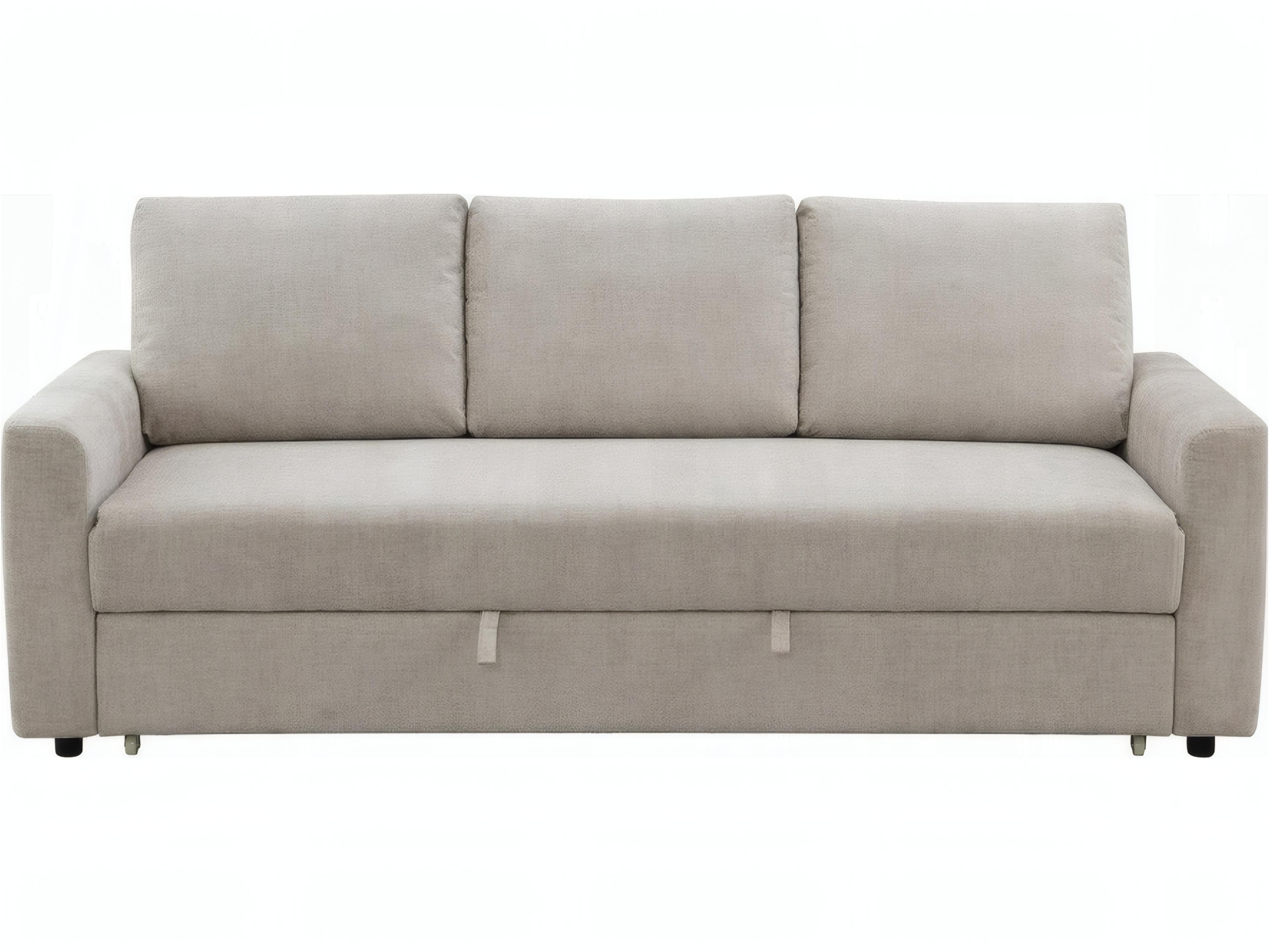 Beige Linen Upholstered Sofa Bed