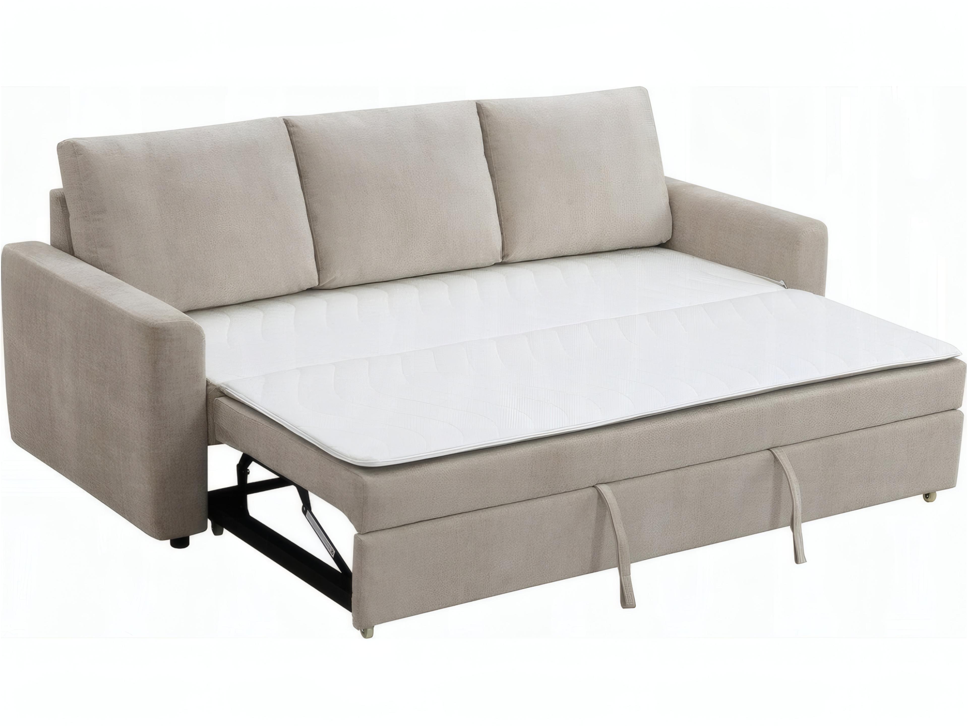Acme Furniture Beige Linen Upholstered Sofa Bed