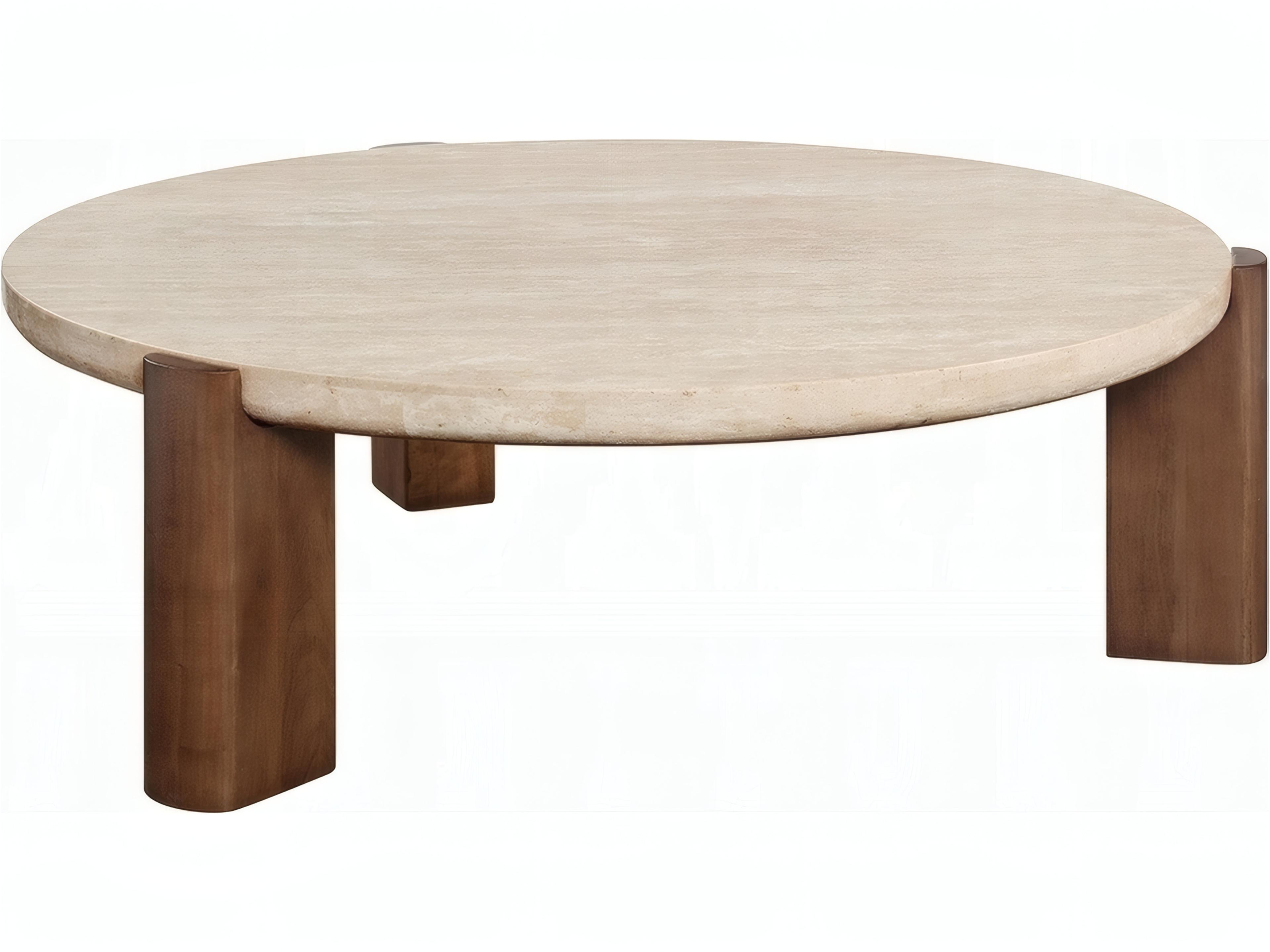 Leonardo Square Coffee Table with Travertine Top and Dark Oak Base