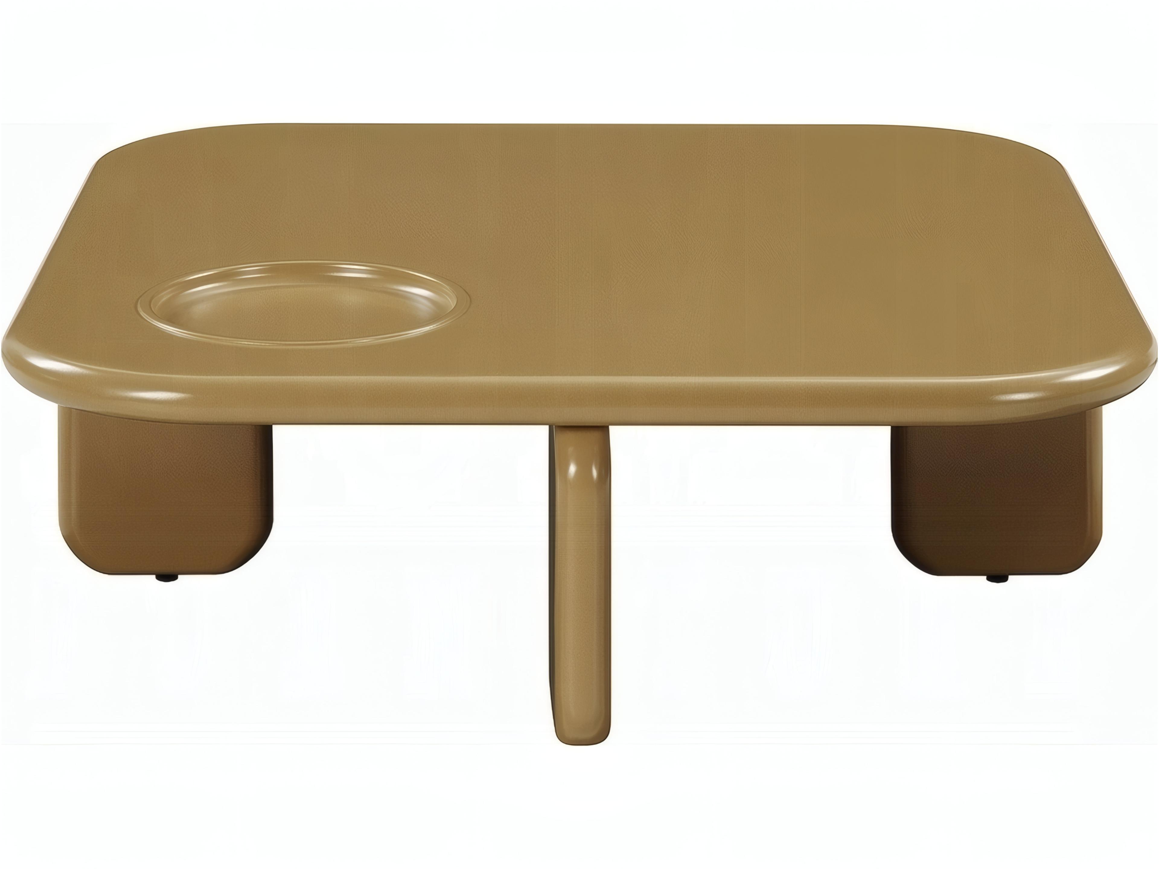 Acme Furniture Joane Square Wood Yellowish Brown Light Gray High Gloss Coffee Table