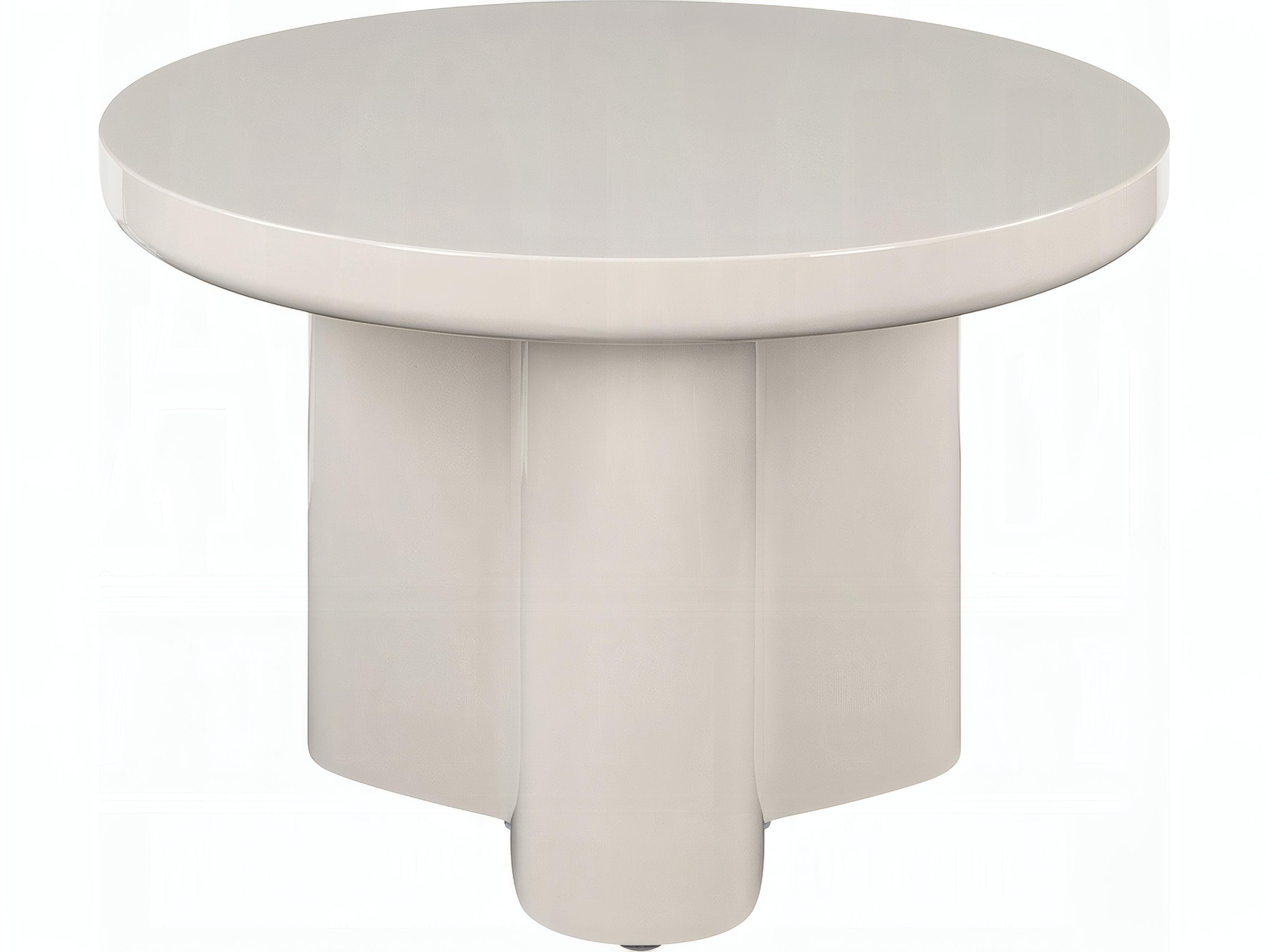 Acme Furniture Joane Round Wood Light Gray High Gloss End Table