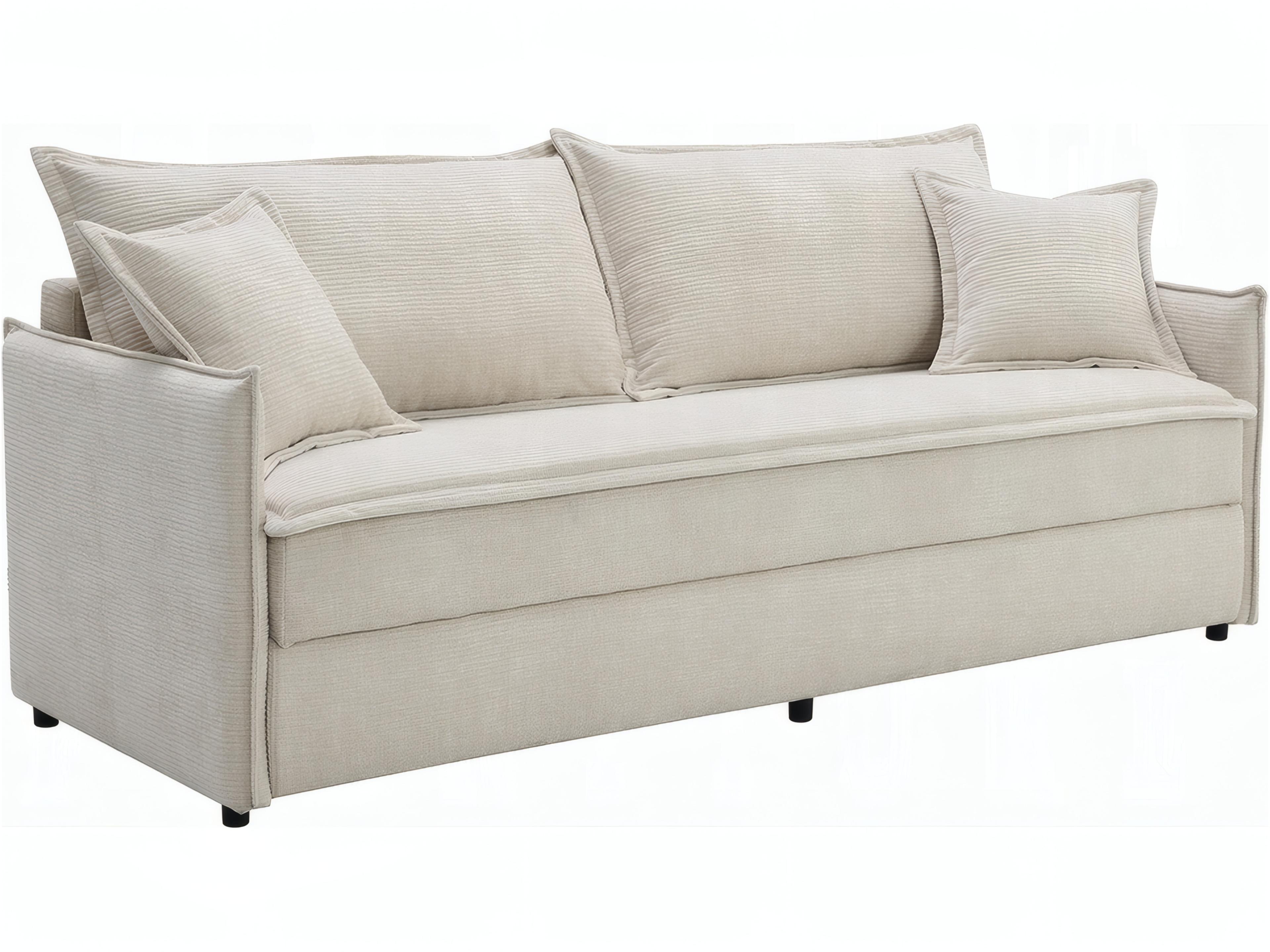Elisea Beige Chenille Upholstered Sofa Bed