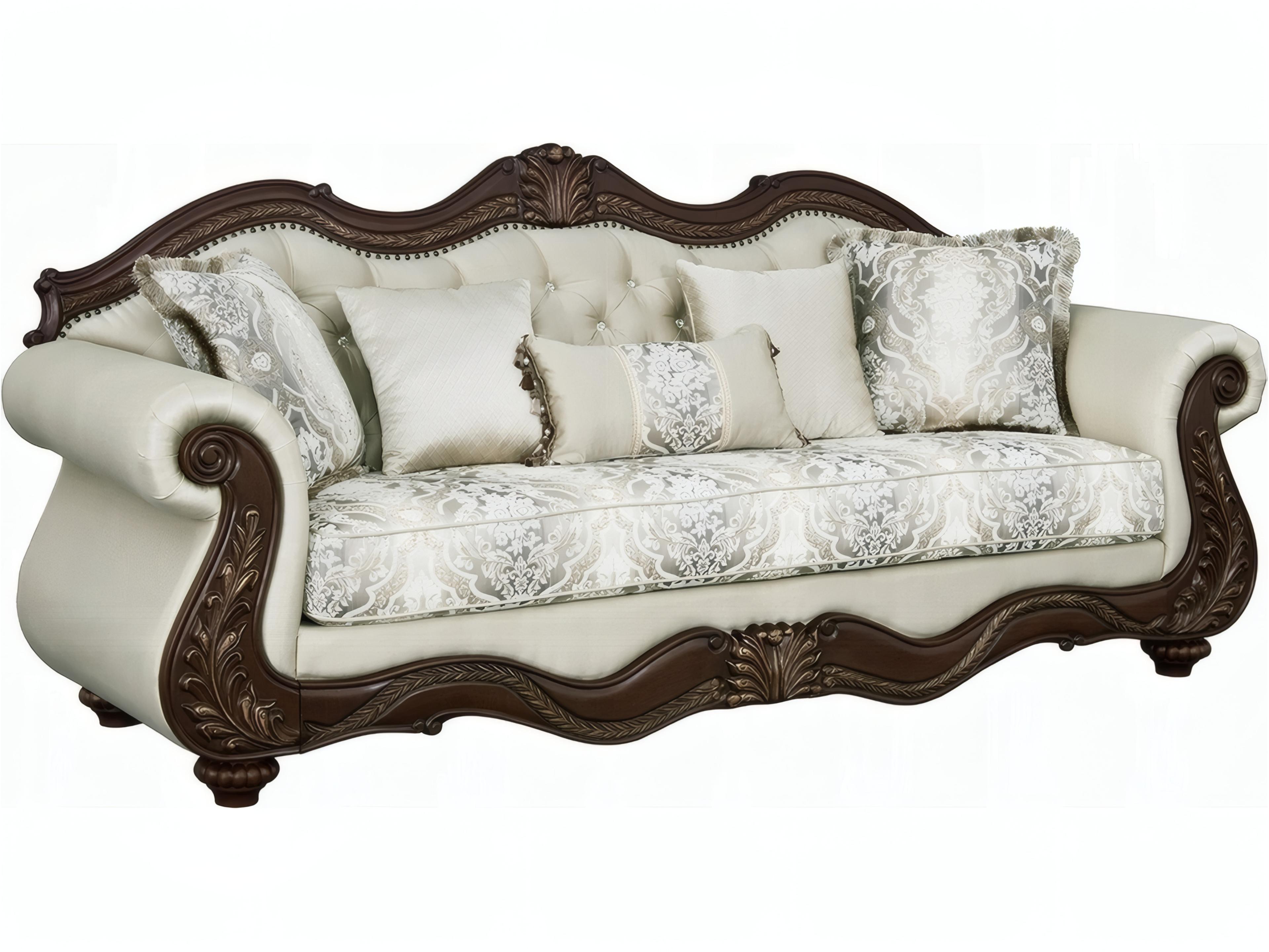 Pierce Beige Fabric Cherry Upholstered Sofa