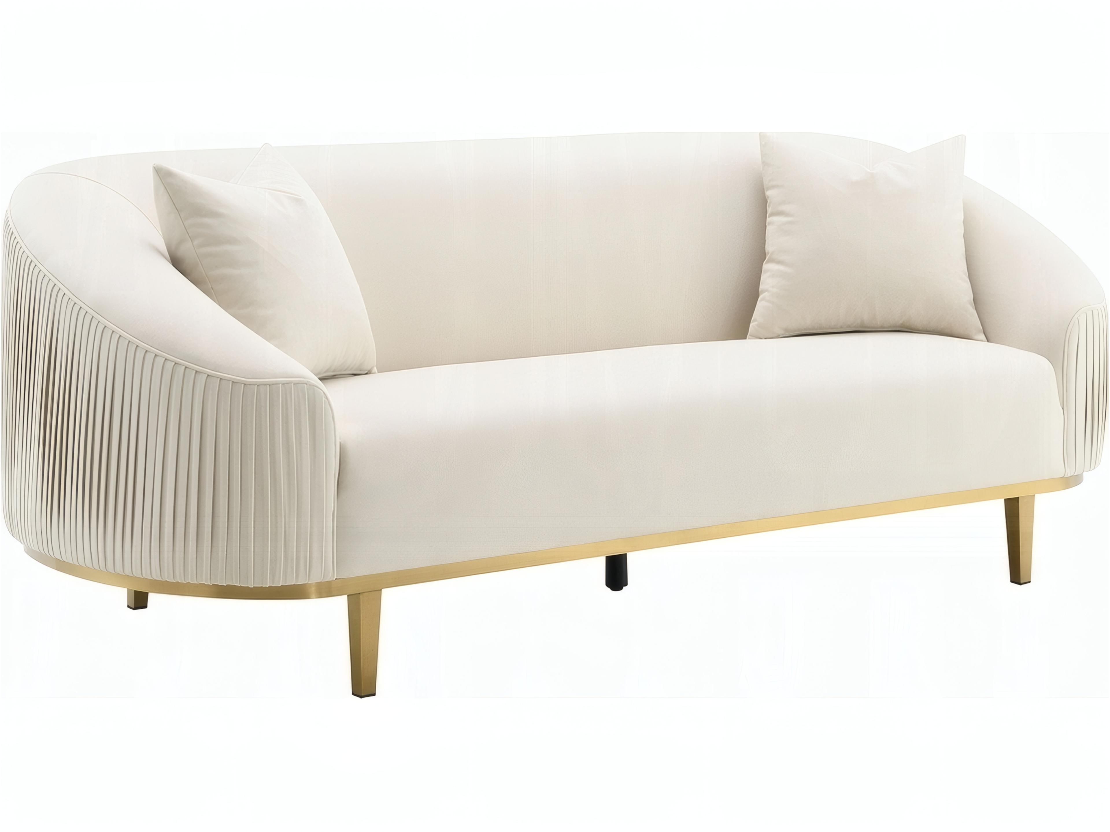 Martina Ivory Velvet Cream Upholstered Sofa