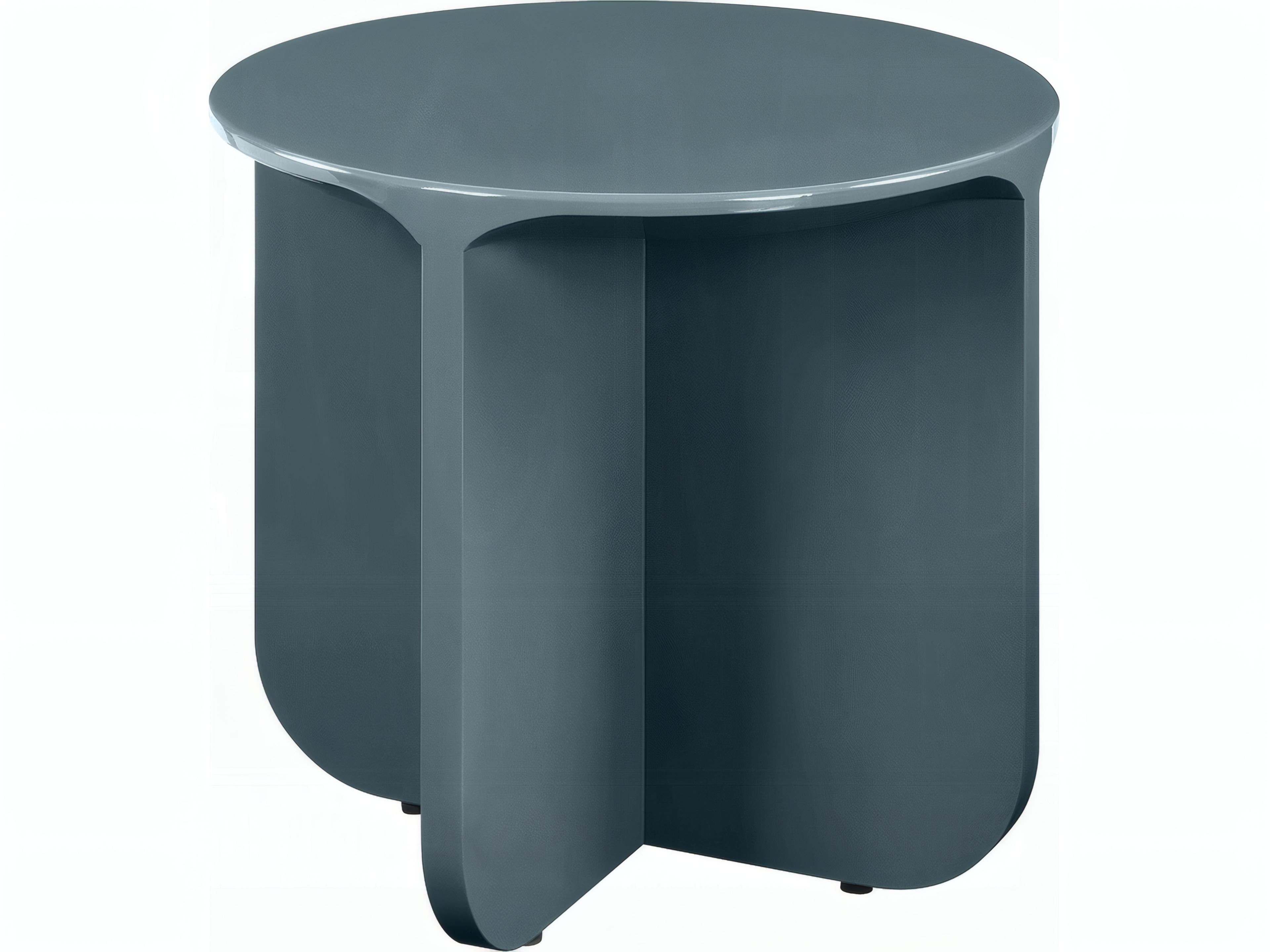 Acme Furniture Lamond Round Wood Teal High Gloss End Table