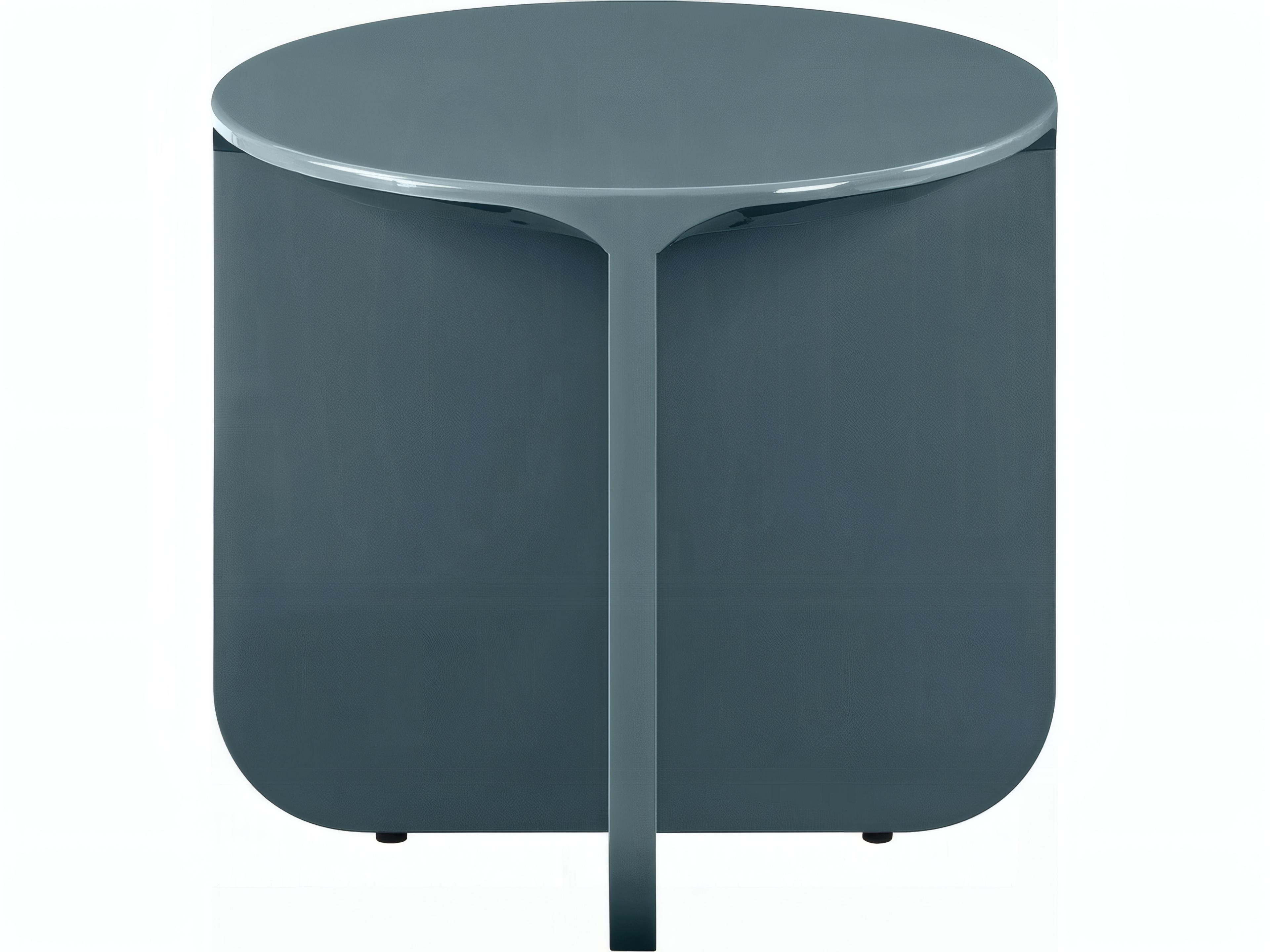 Acme Furniture Lamond Round Wood Teal High Gloss End Table