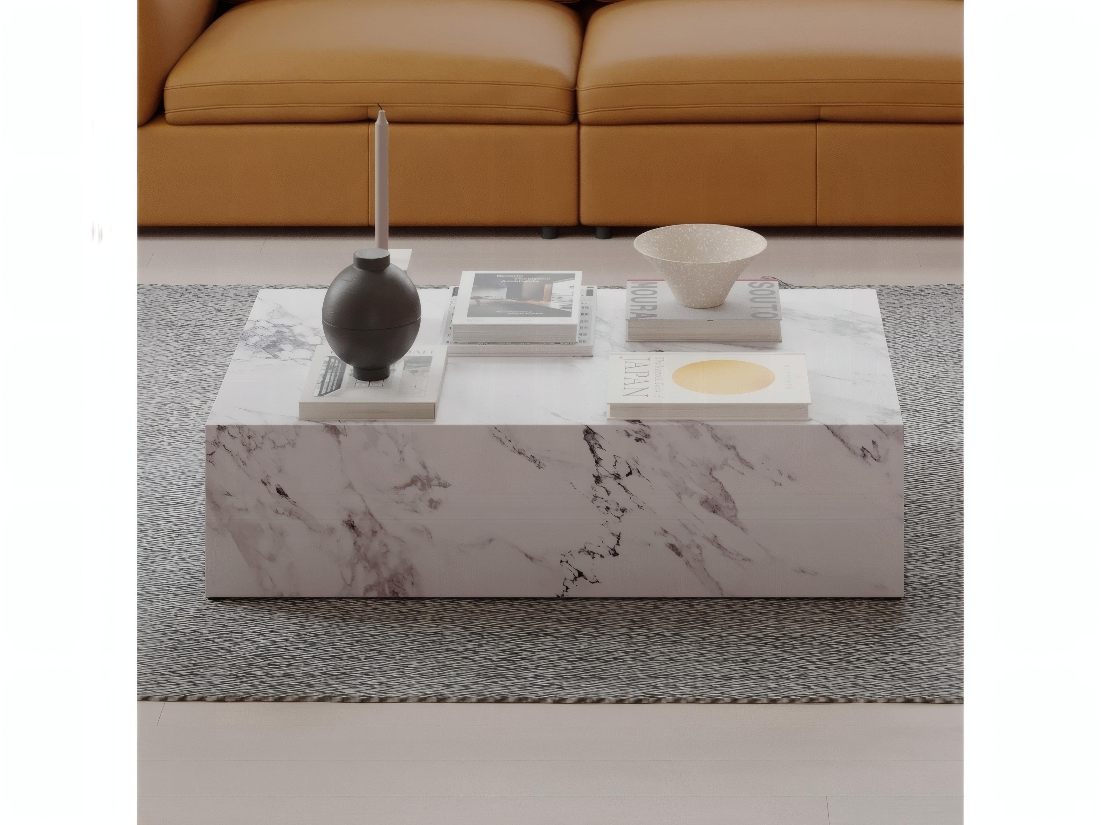 Acme Furniture Fritzy Rectangular Faux Stone Engineered Coffee Table