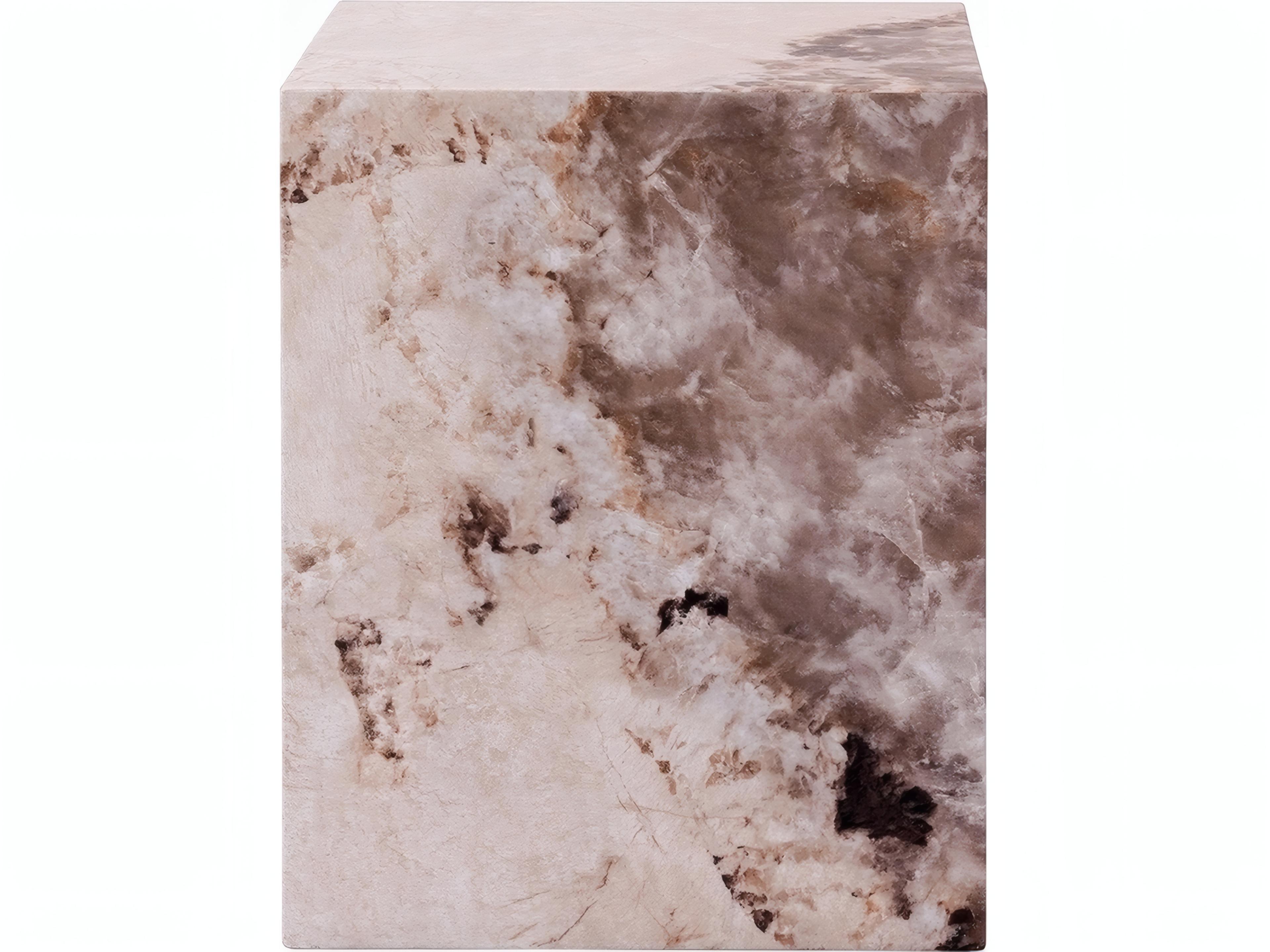 Acme Furniture Fultan Square Faux Stone Engineered End Table