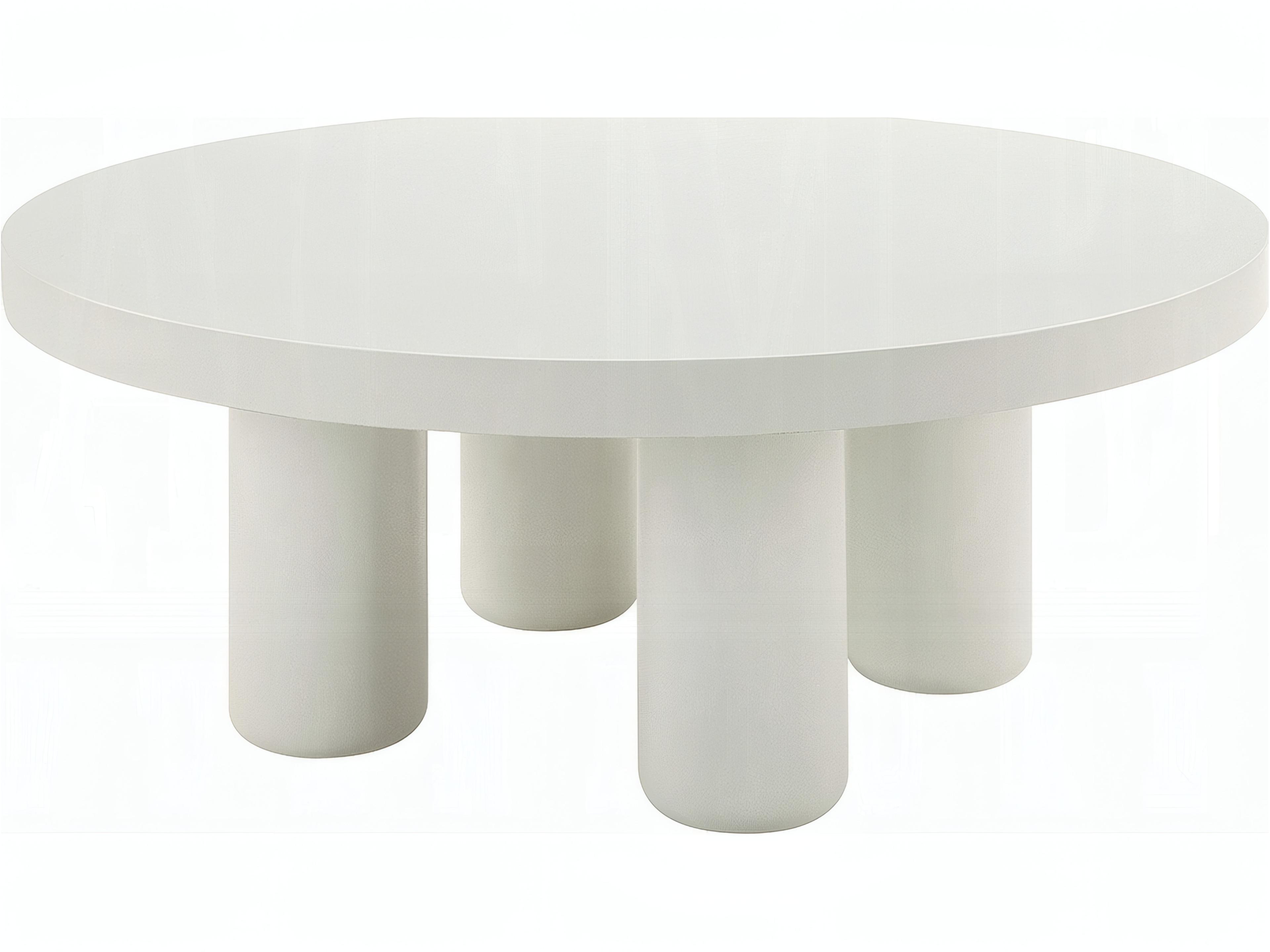 Sanat Round Wood White Coffee Table