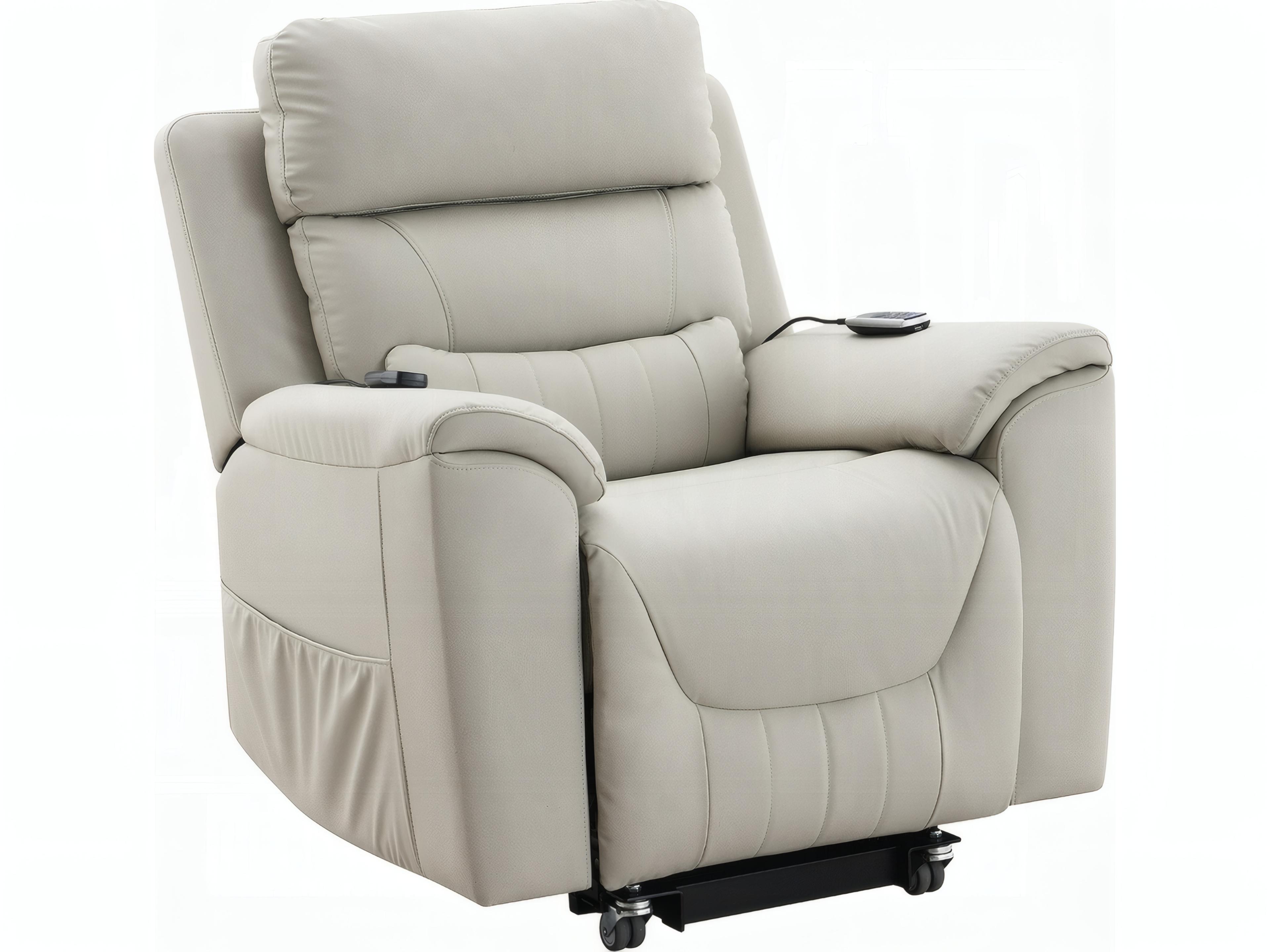 Marsha Light Gray Silicone Synthetic Leather Faux Recliner