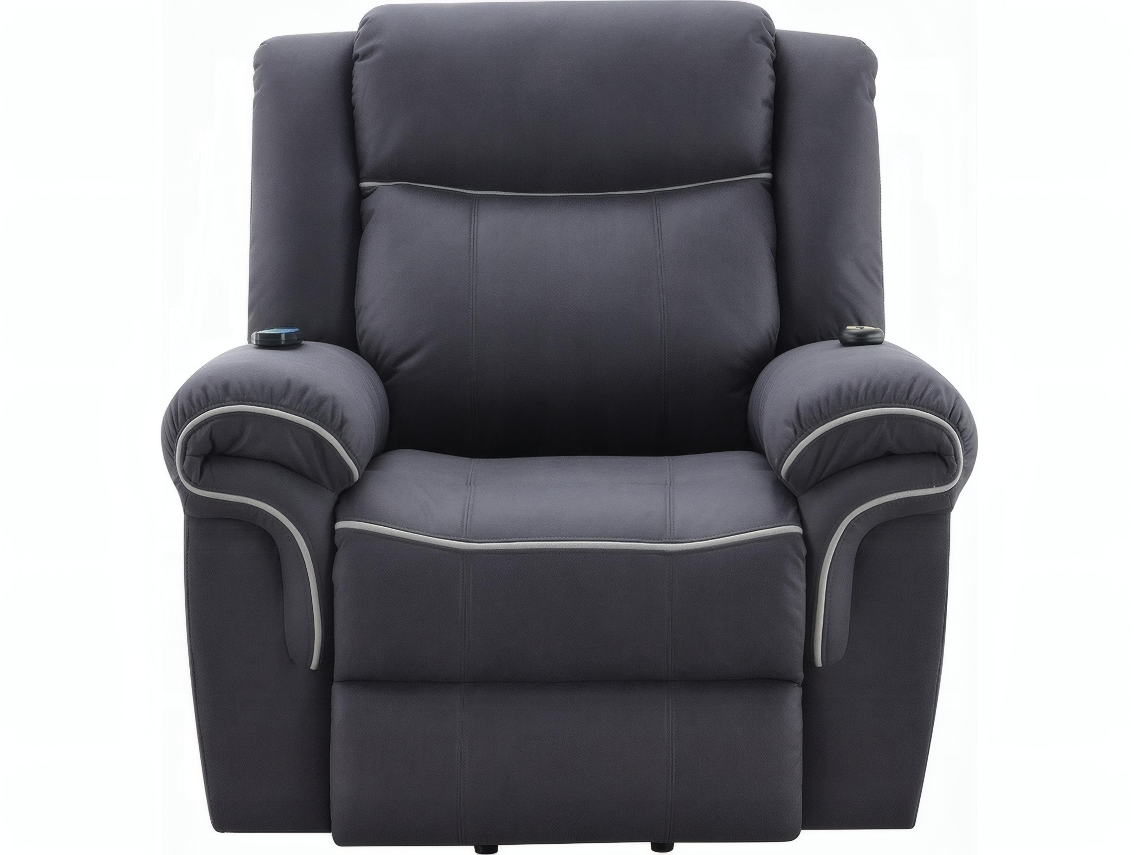Acme Furniture Dark Blue Polished Microfiber Upholstered Recliner