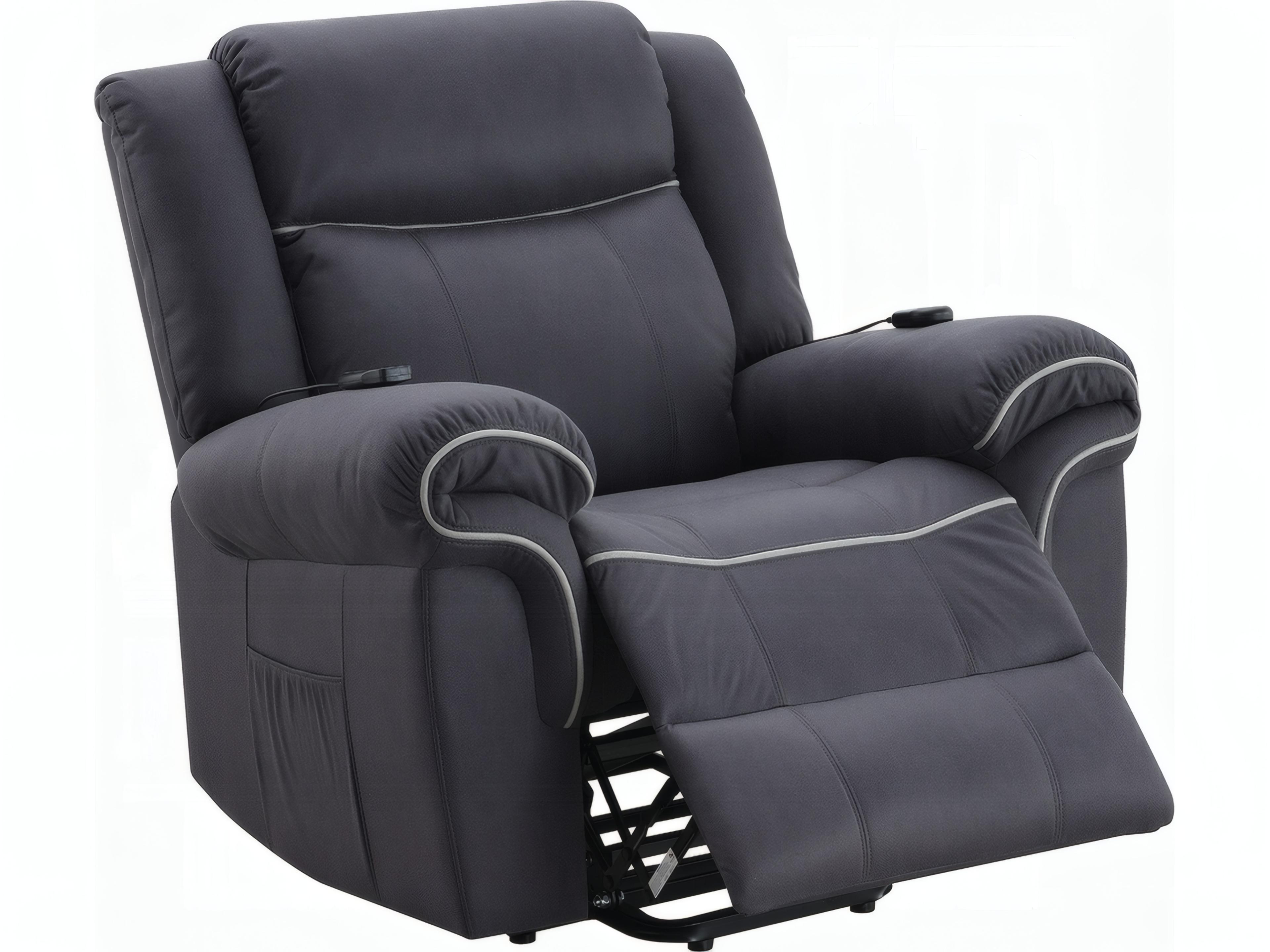 Acme Furniture Dark Blue Polished Microfiber Upholstered Recliner