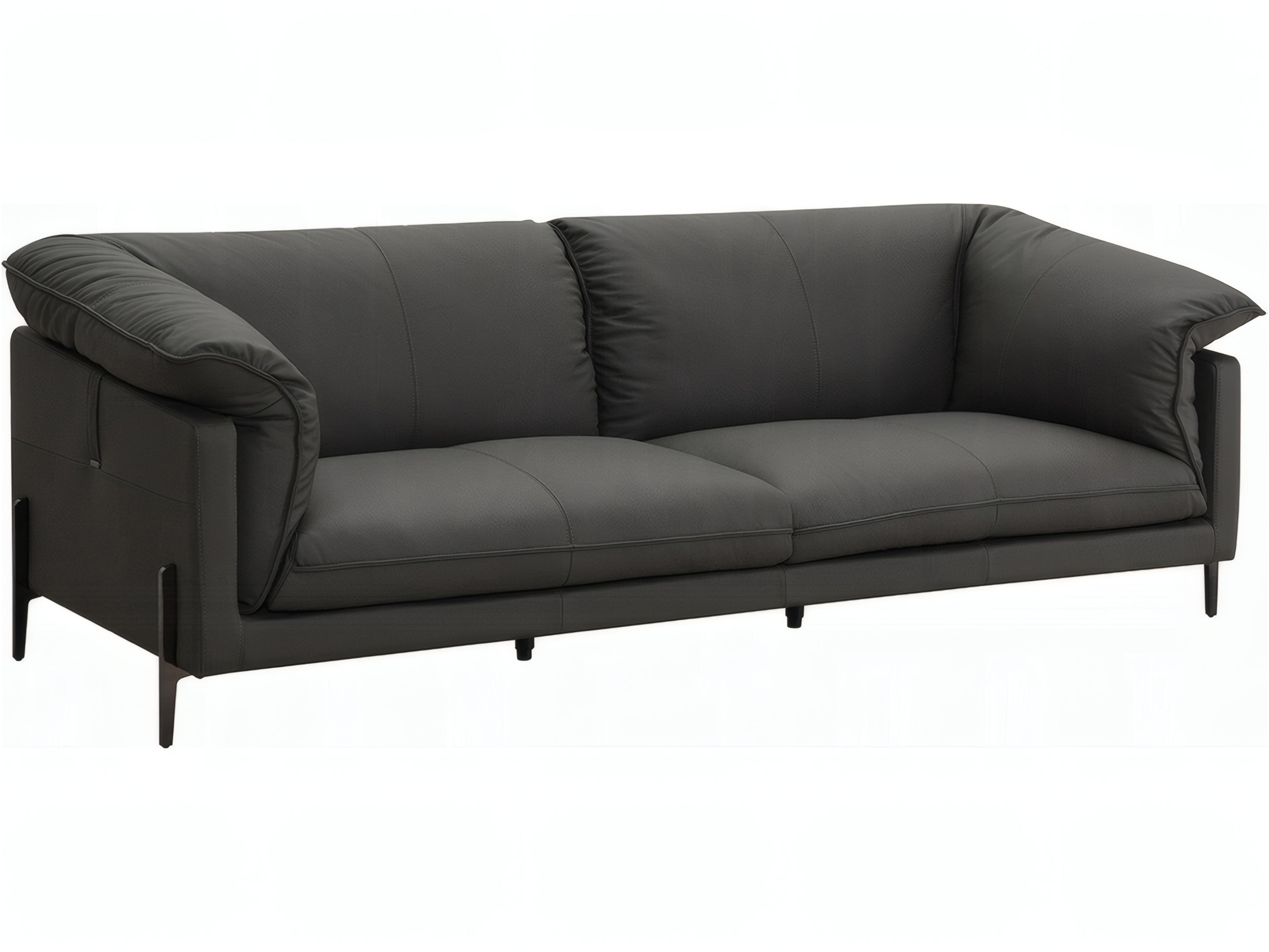 Tadi Black Leather Loveseat