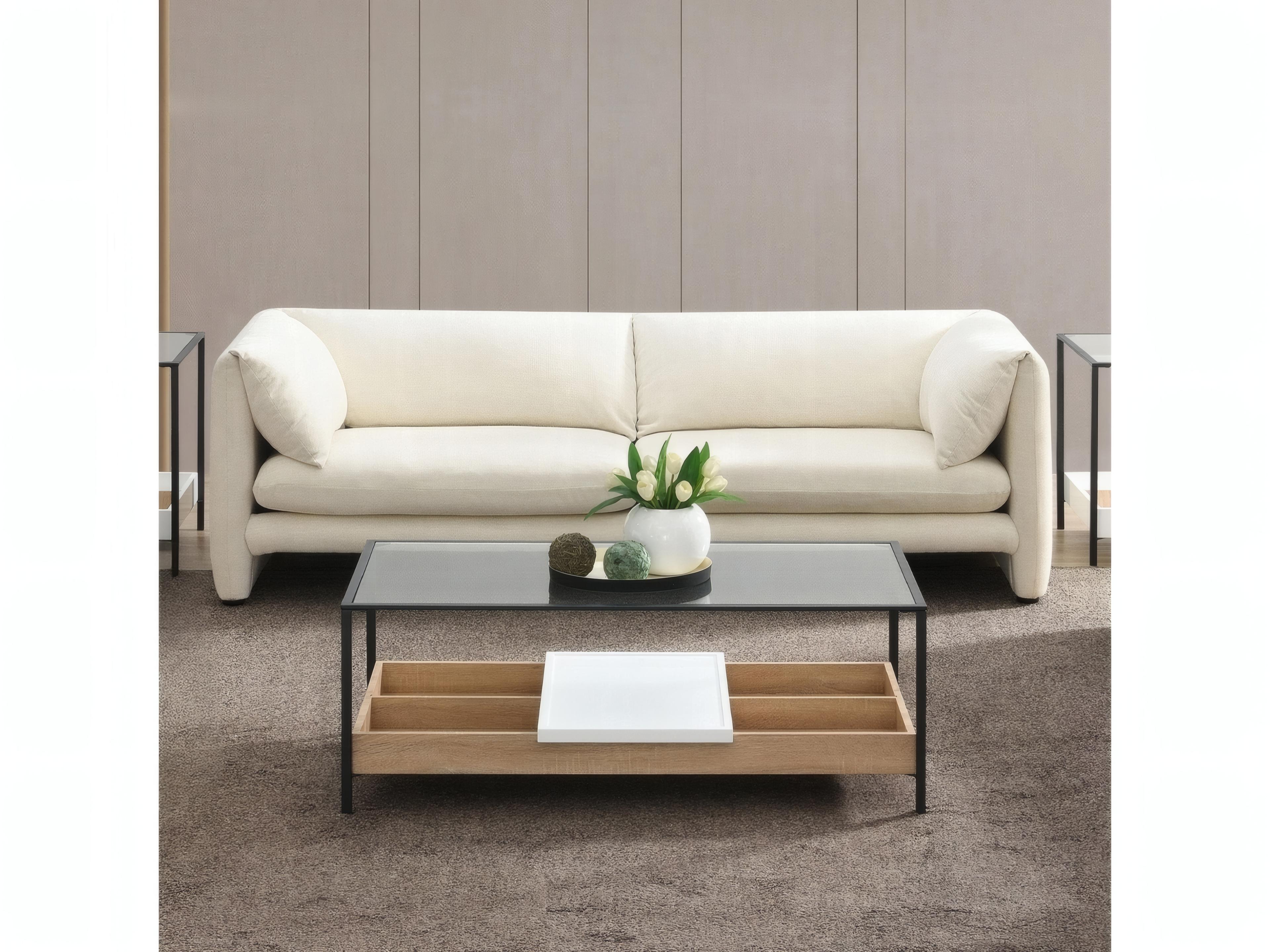 Acme Furniture Jaeda Beige Linen Upholstered Sofa