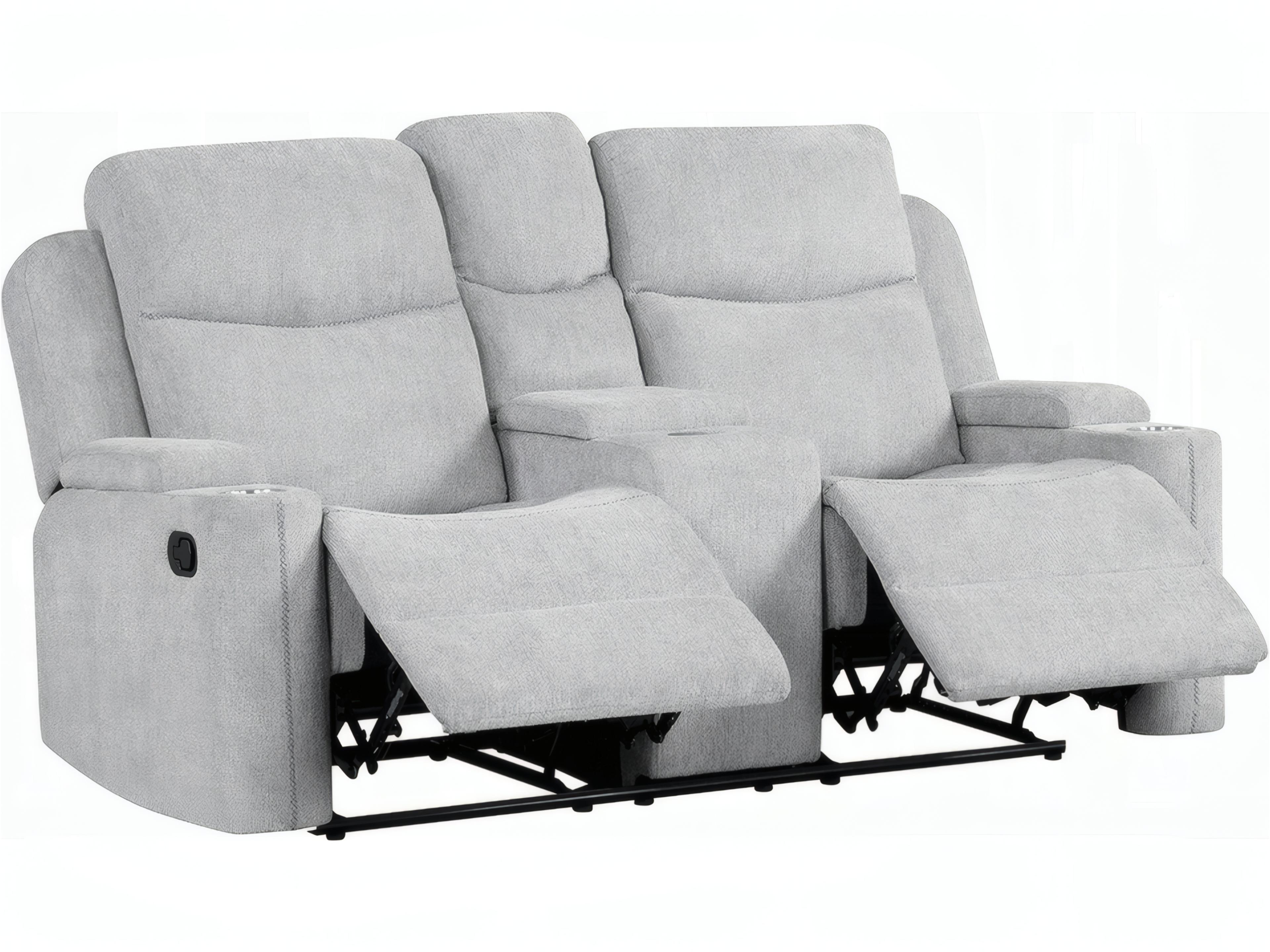 Galya Light Gray Chenille Upholstered Loveseat