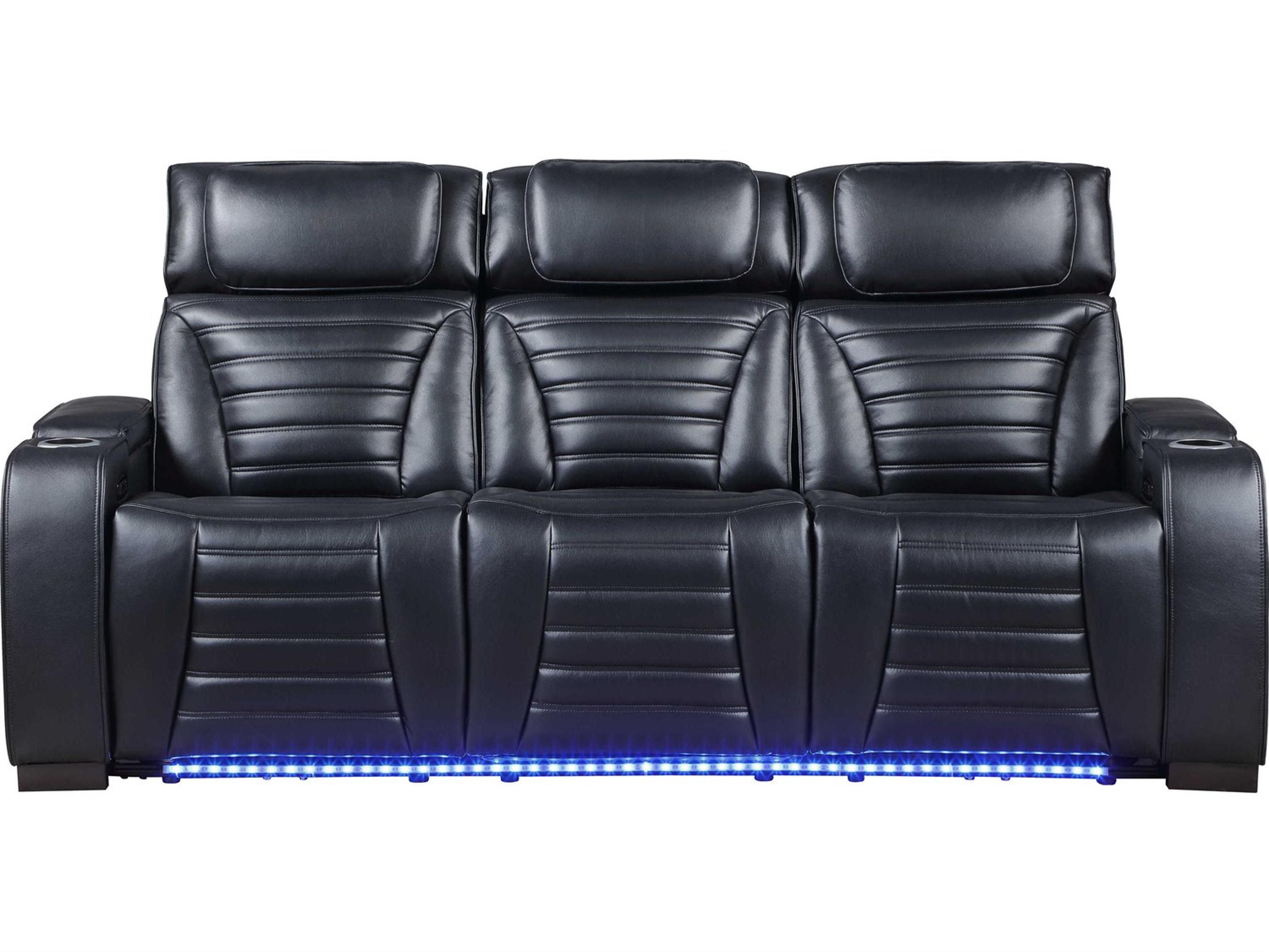 Ephron Black Leather Air Sofa