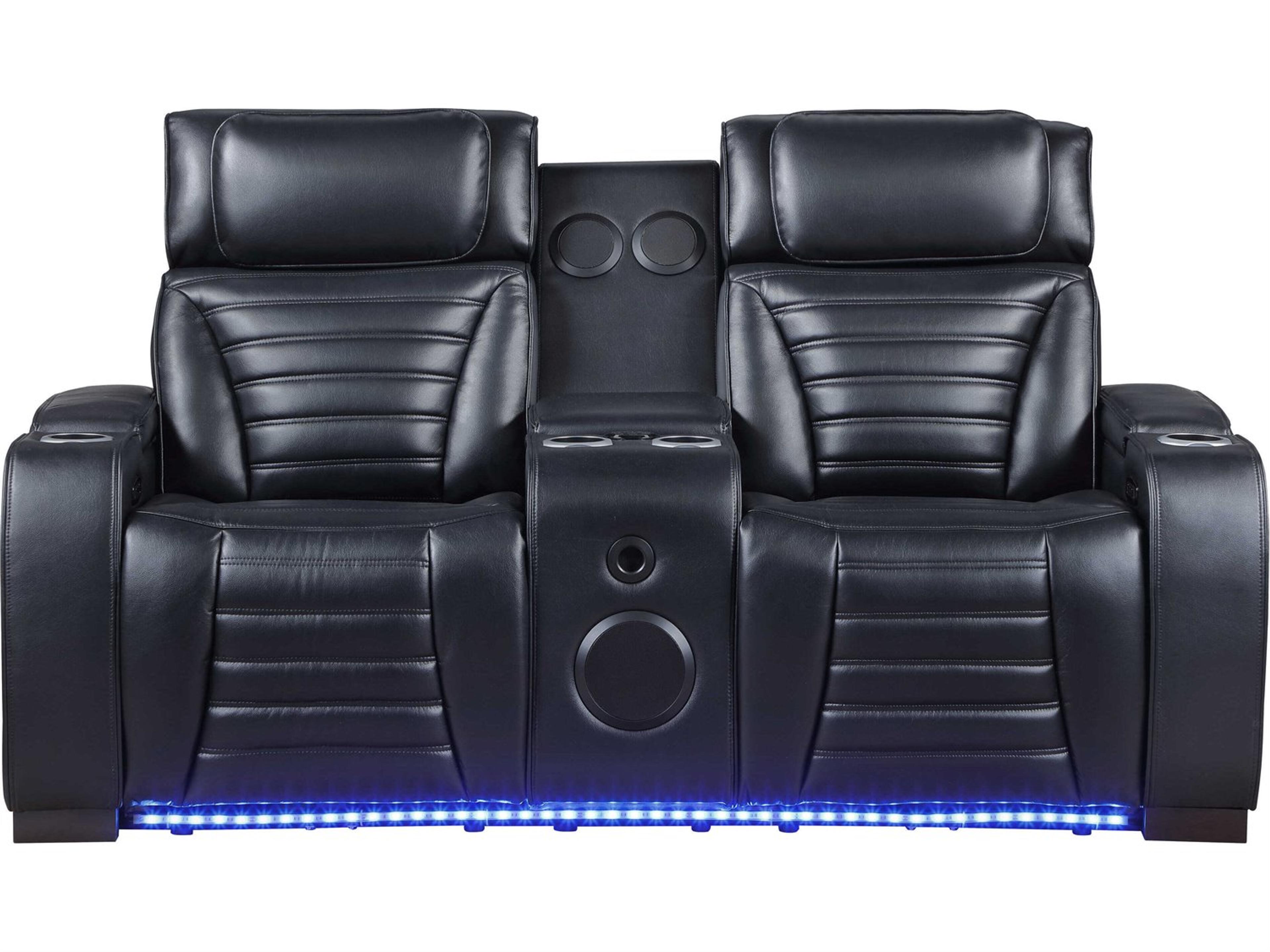 Ephron Black Leather Air Sofa