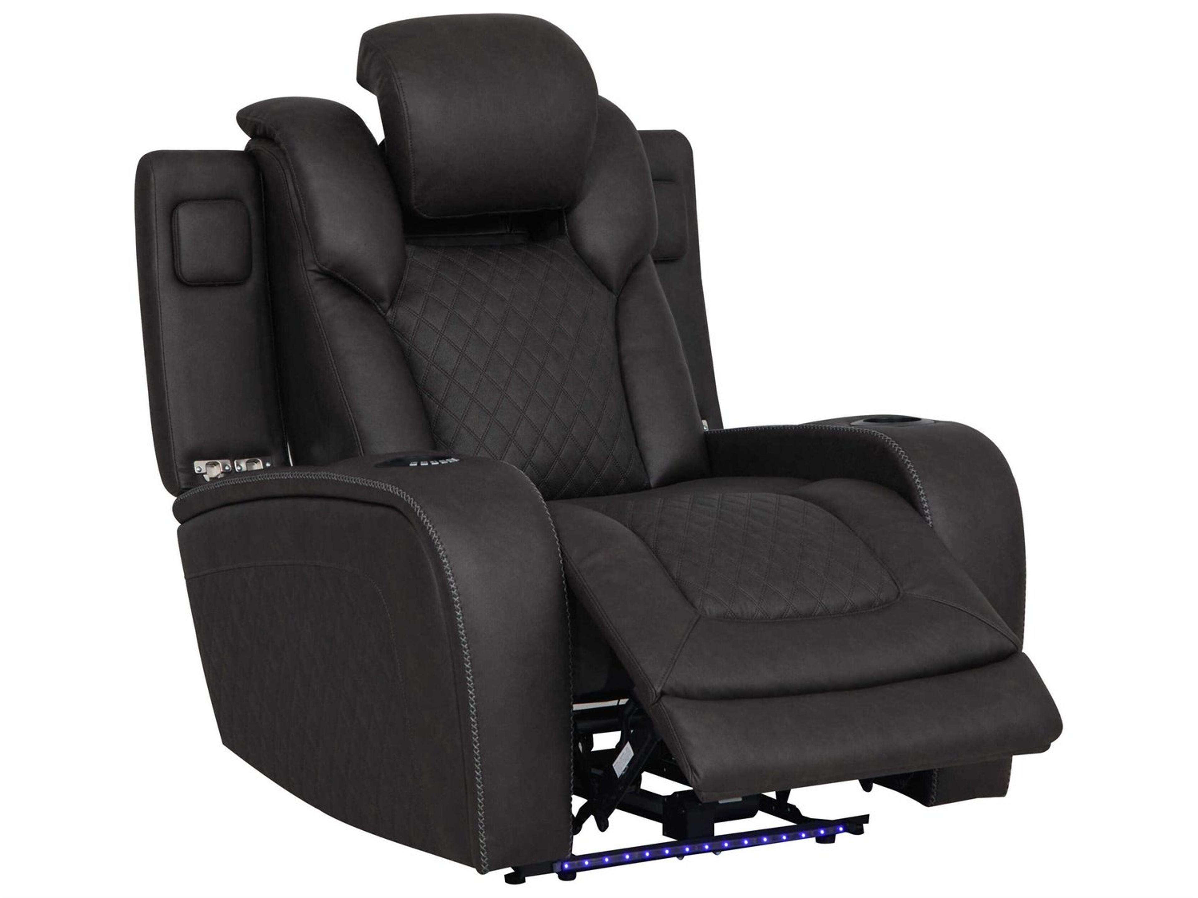 Wendell Dark Gray Microfiber Black Upholstered Recliner