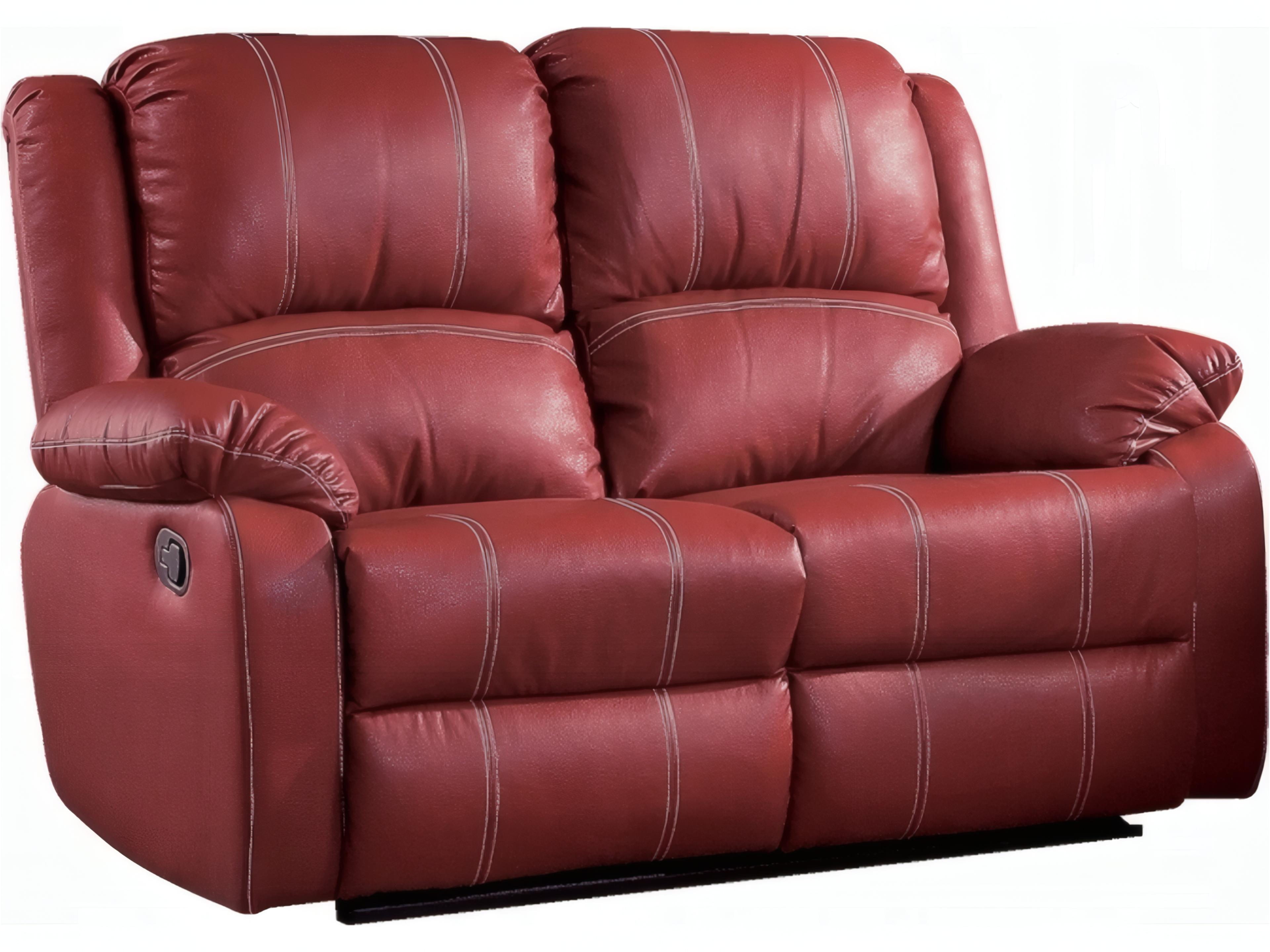 Zuriel Red Synthetic Leather Faux Loveseat