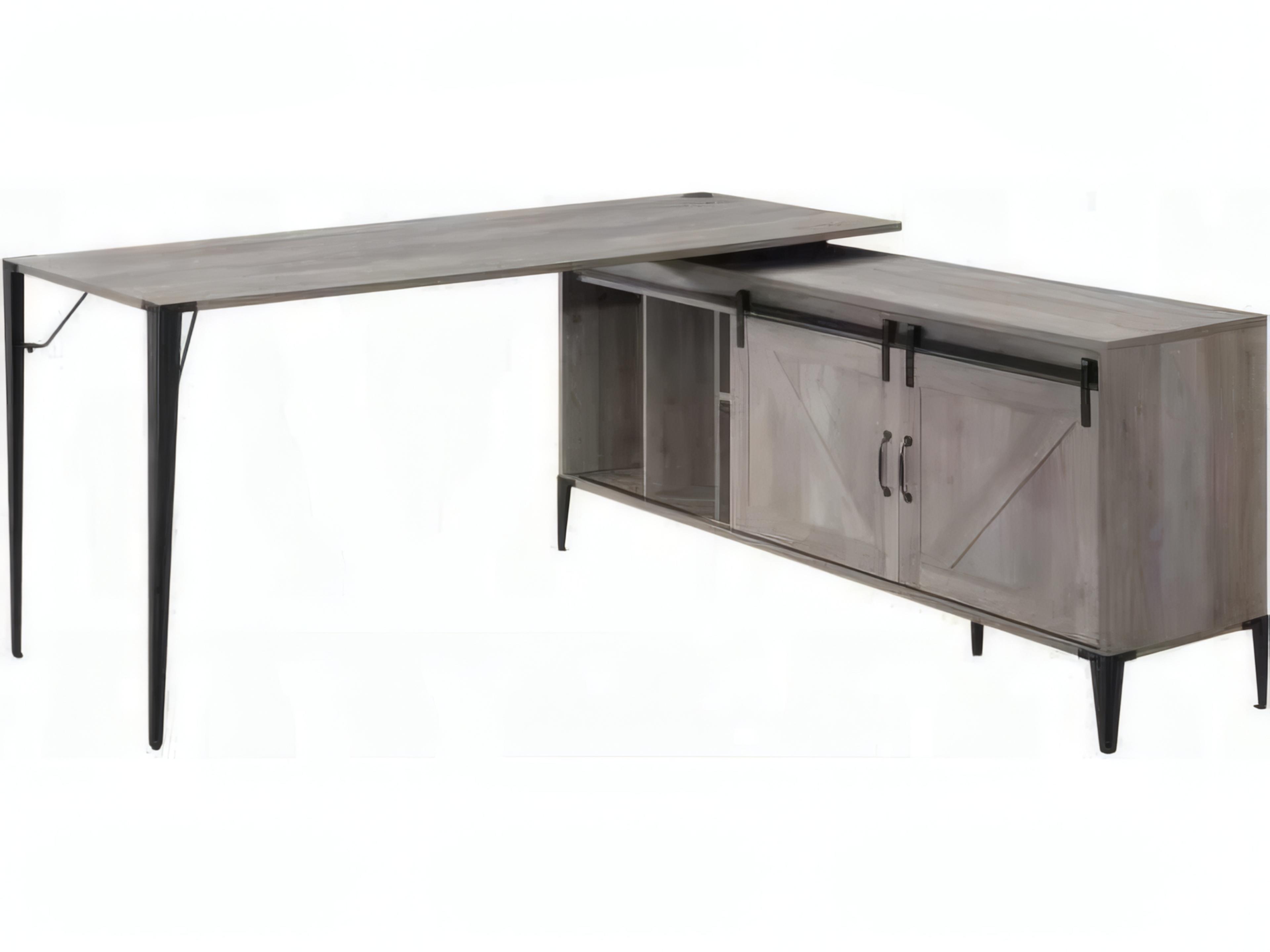 Zakwani Gray Oak Black L-Shaped Desk