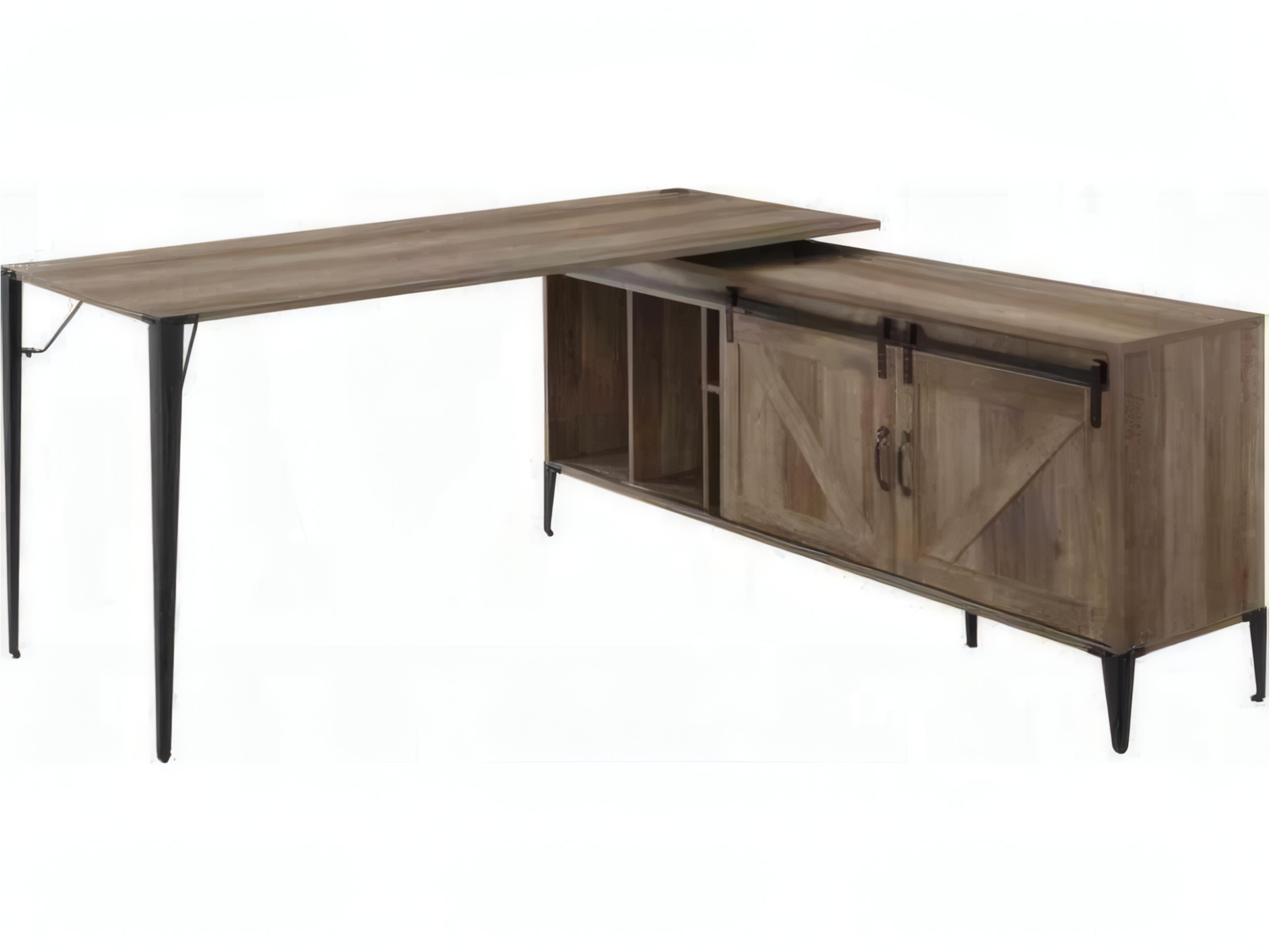 Zakwani Rustic Oak Black Brown L-Shaped Desk