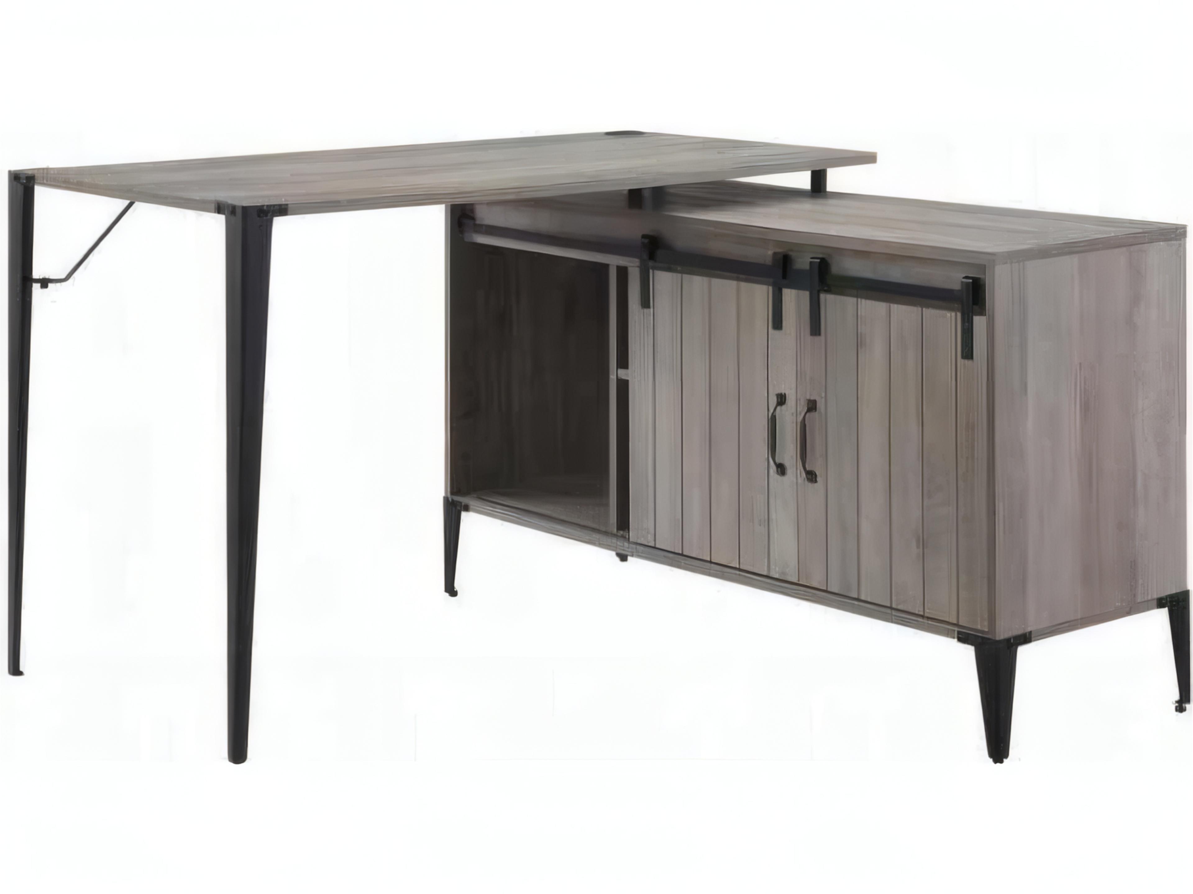 Zakwani Gray Oak Black L-Shaped Desk