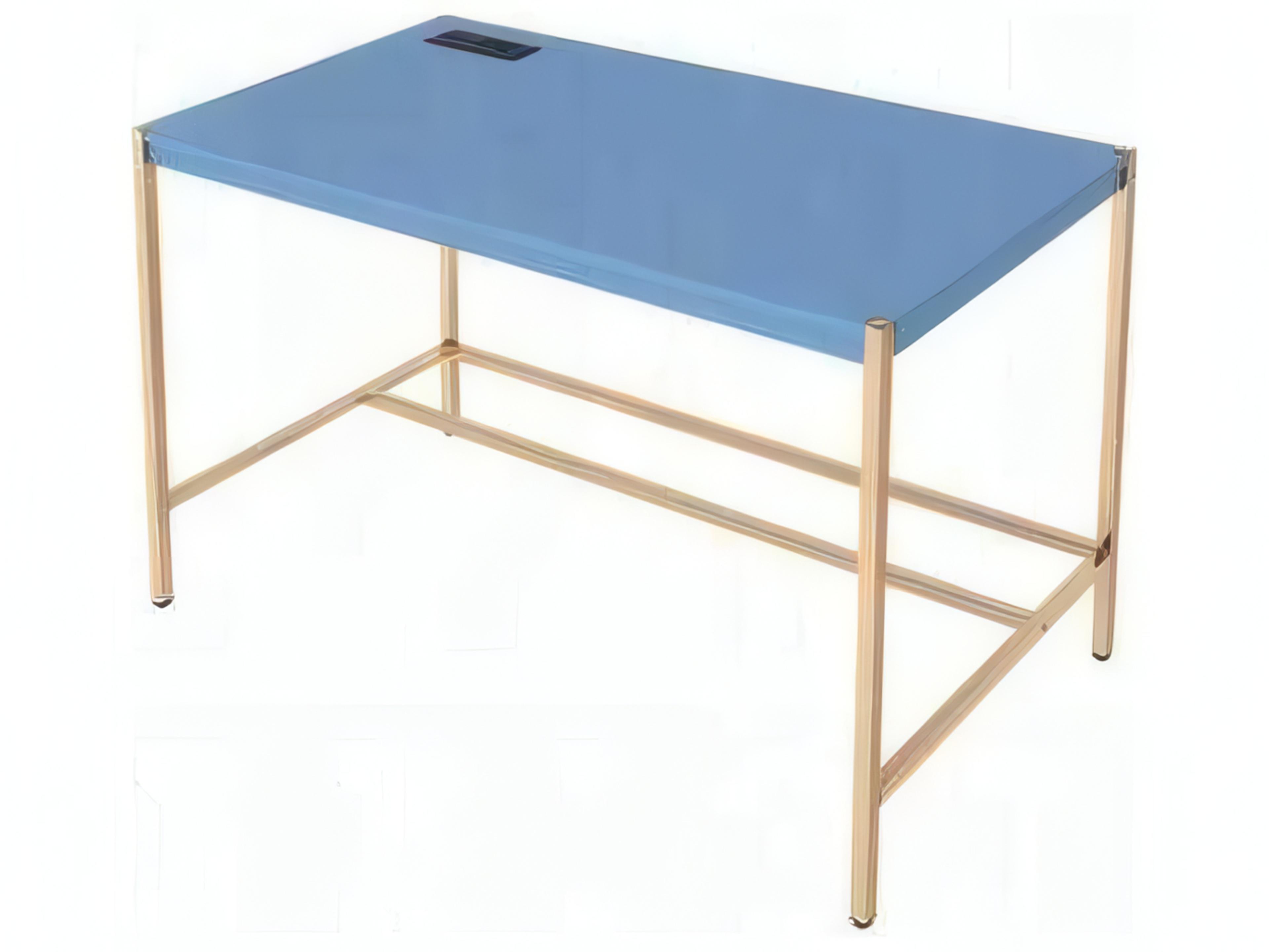 Acme Furniture Midriaks Navy Blue Gold Writing Desk