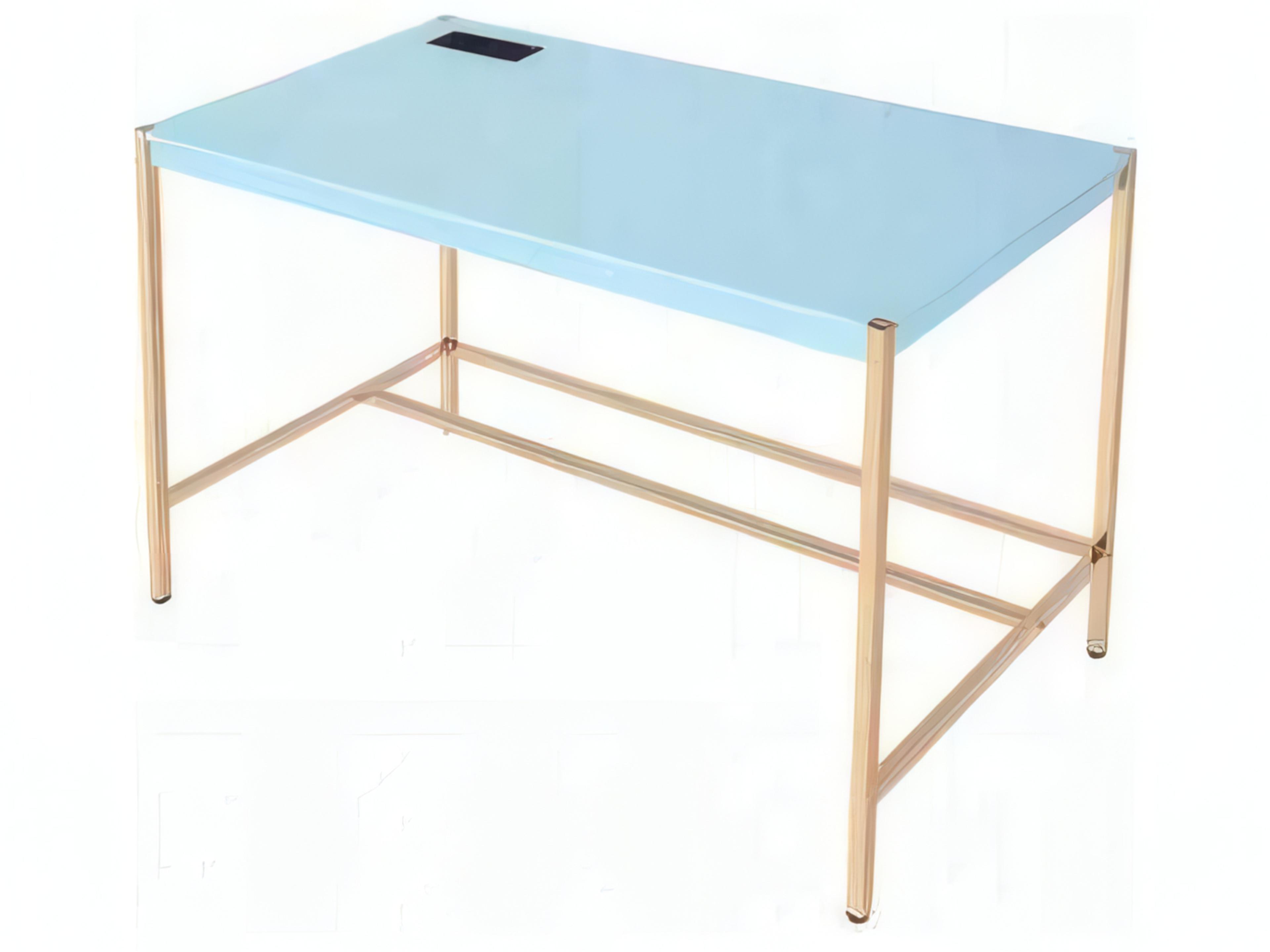 Acme Furniture Midriaks Baby Blue Gold Writing Desk