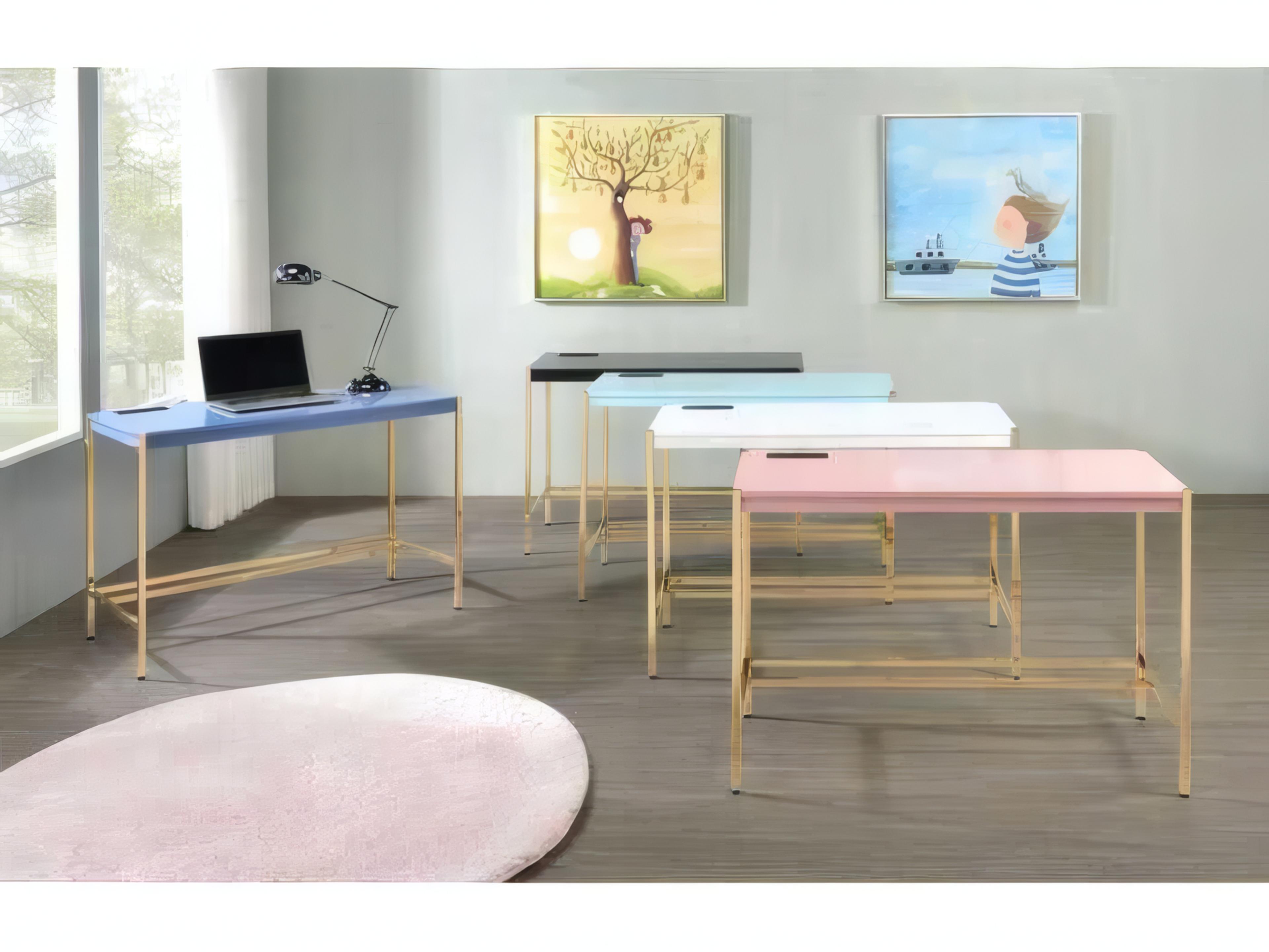 Acme Furniture Midriaks Pink Gold Writing Desk