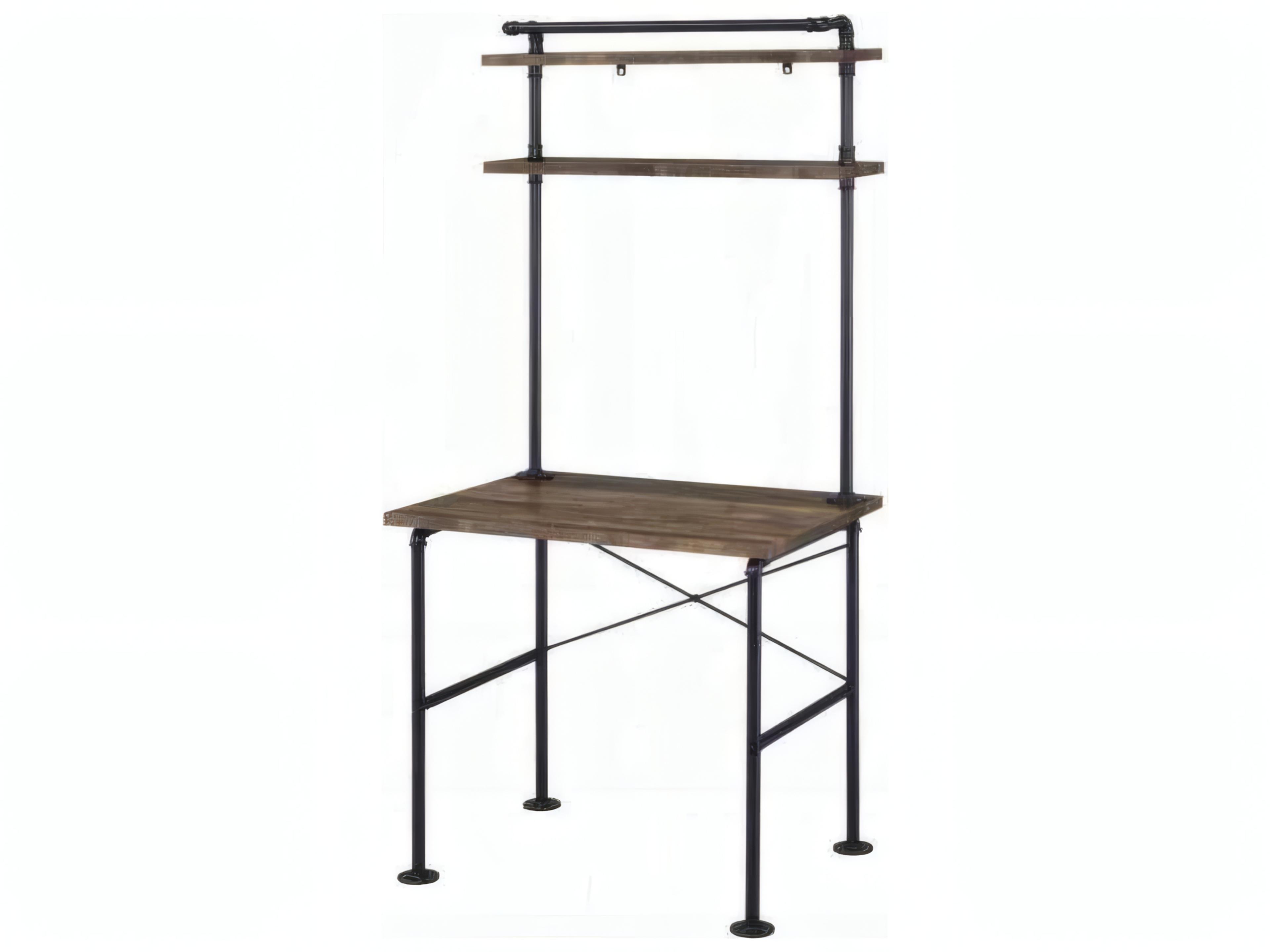 Acme Furniture Rustic Oak Black Writing Desk