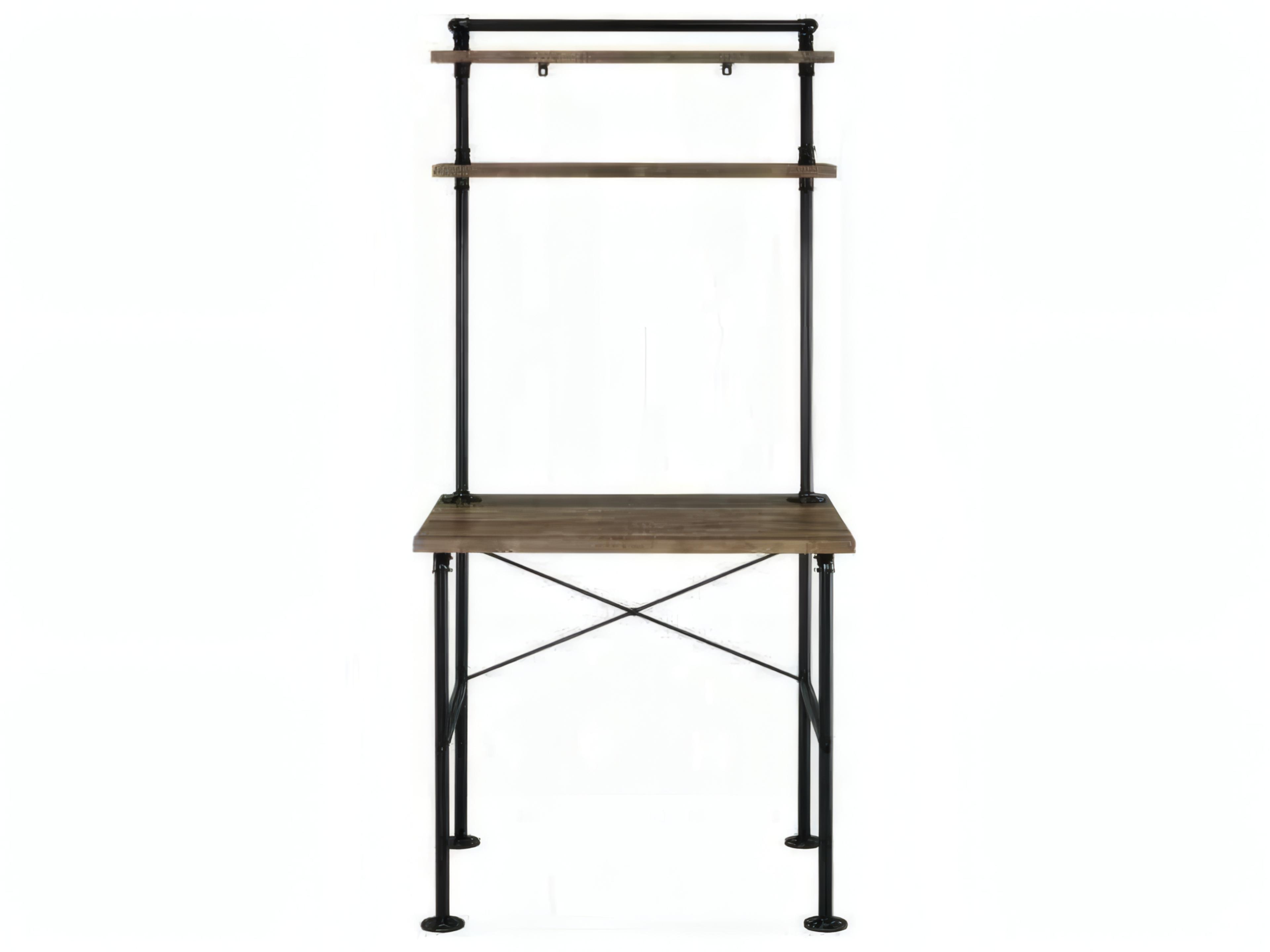 Acme Furniture Rustic Oak Black Writing Desk