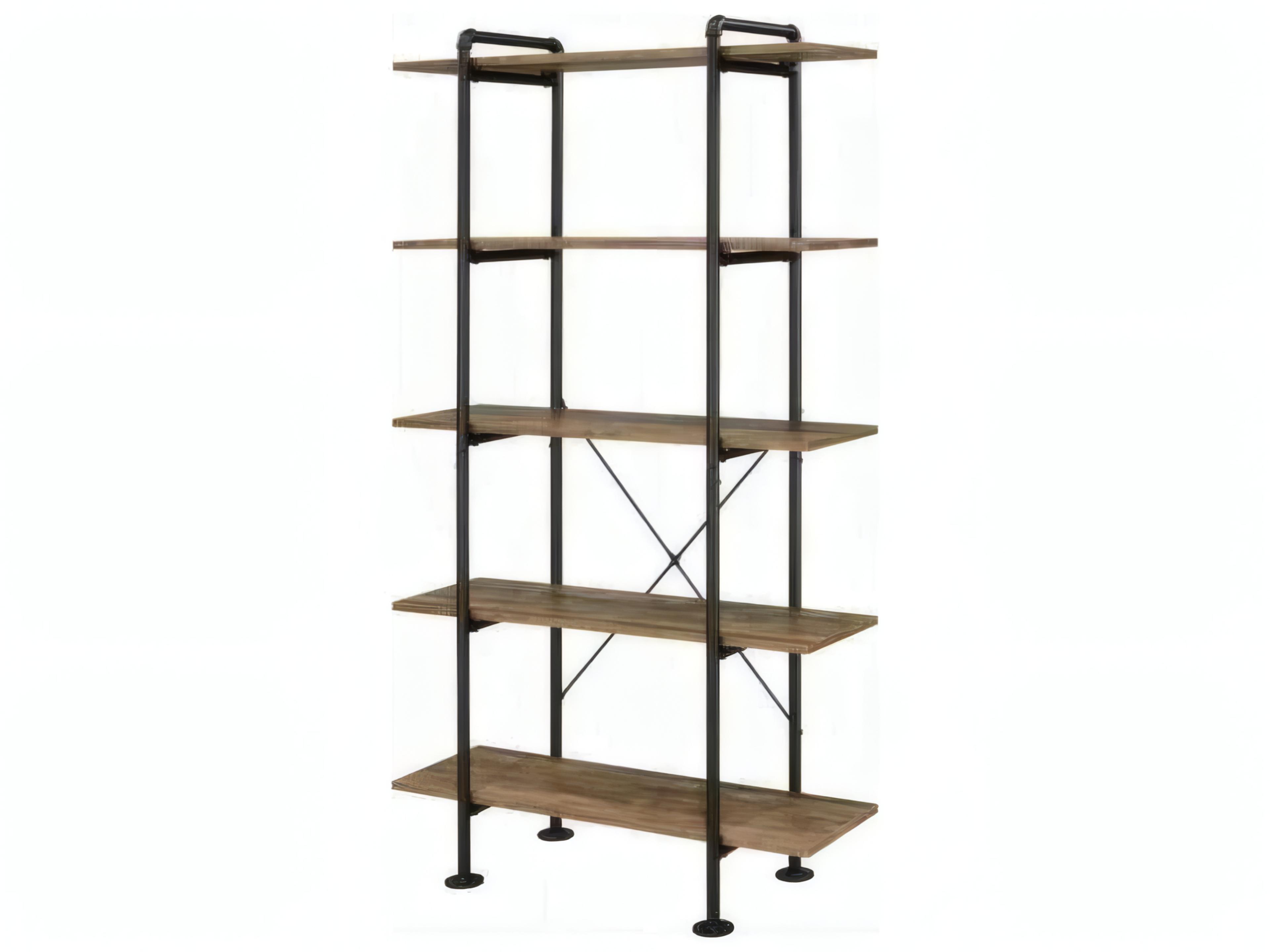 Rustic Oak Black Bookcase
