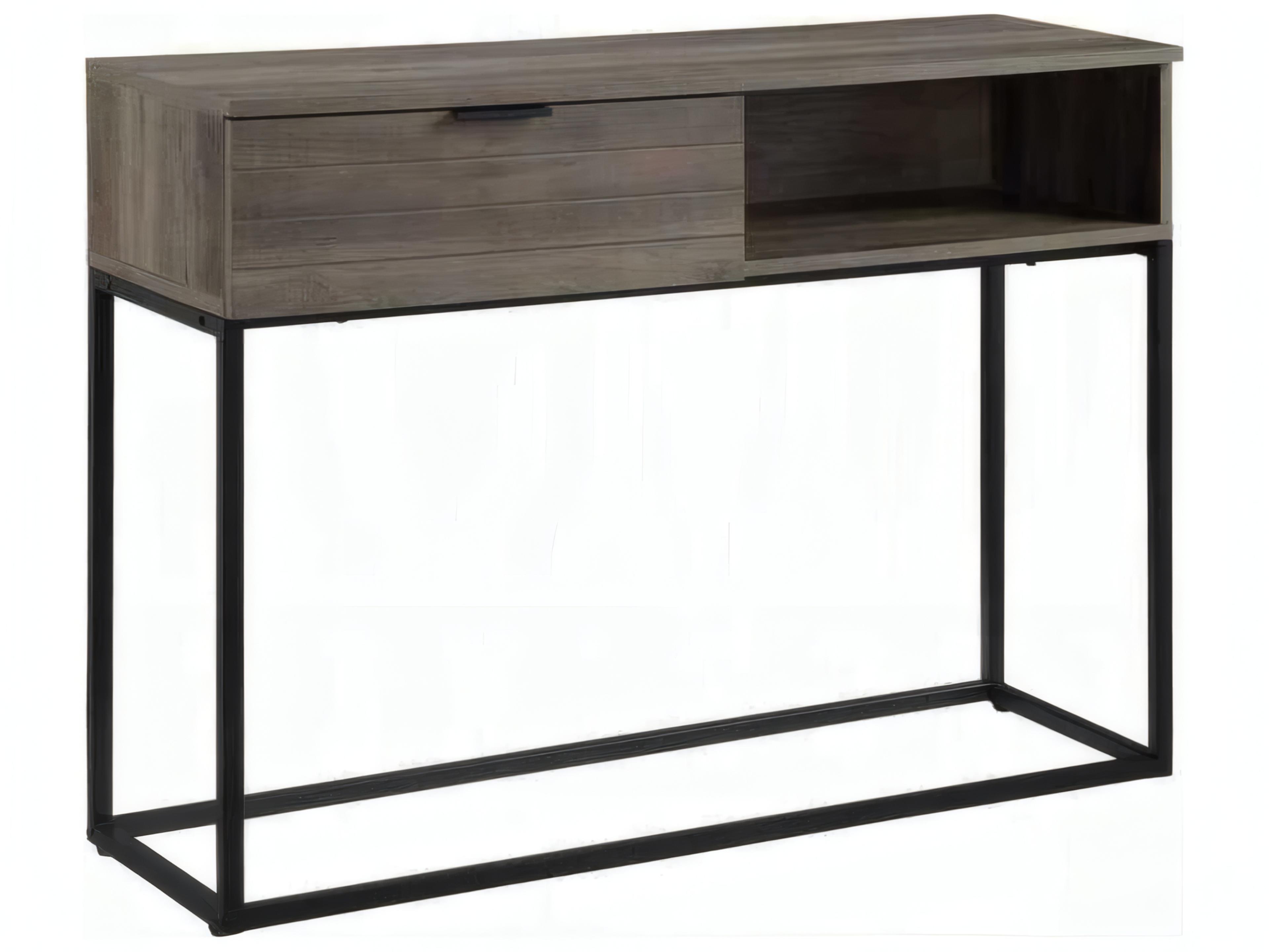 Rustic Oak Black Writing Desk