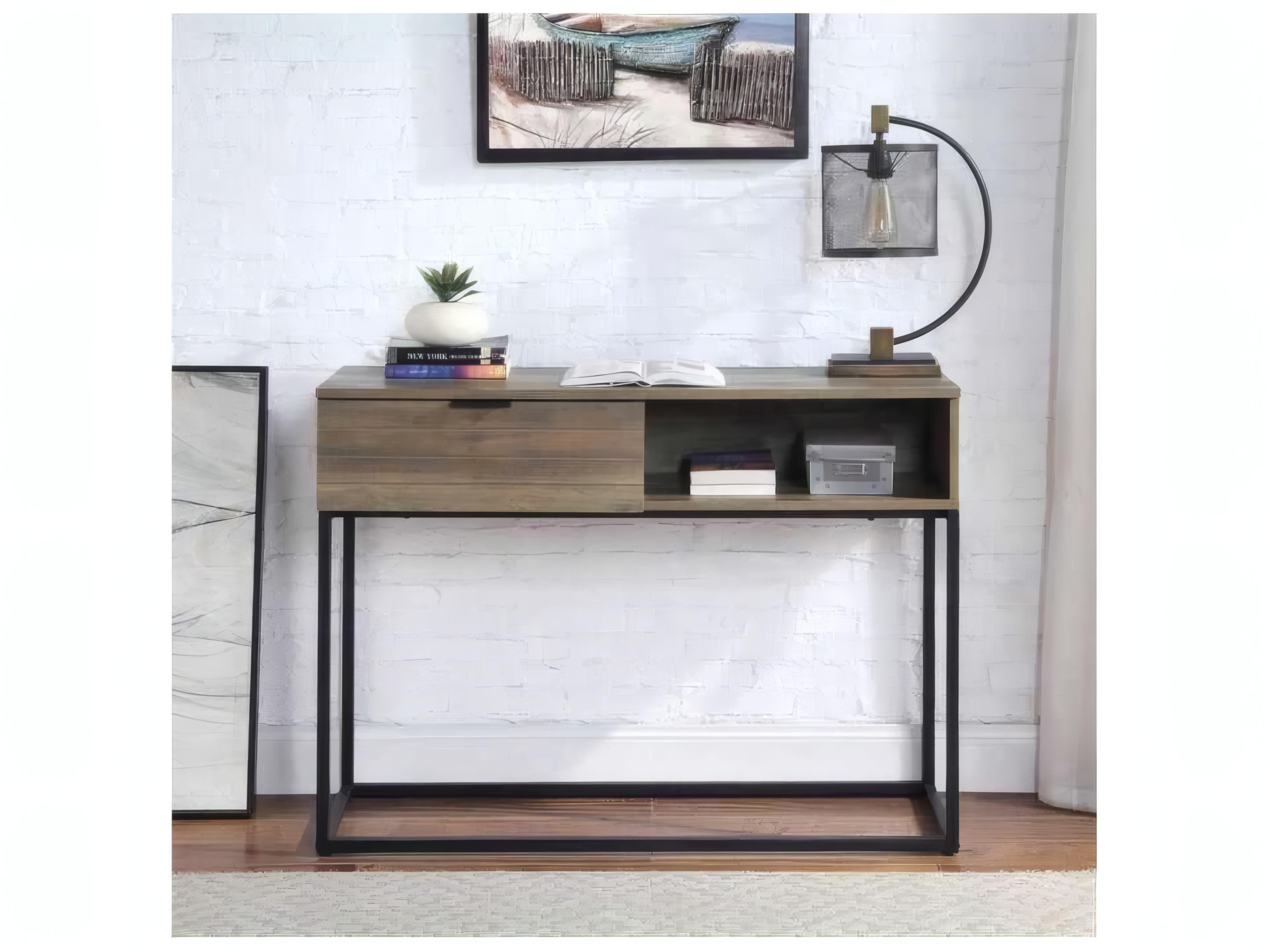 Acme Furniture Rustic Oak Black Writing Desk