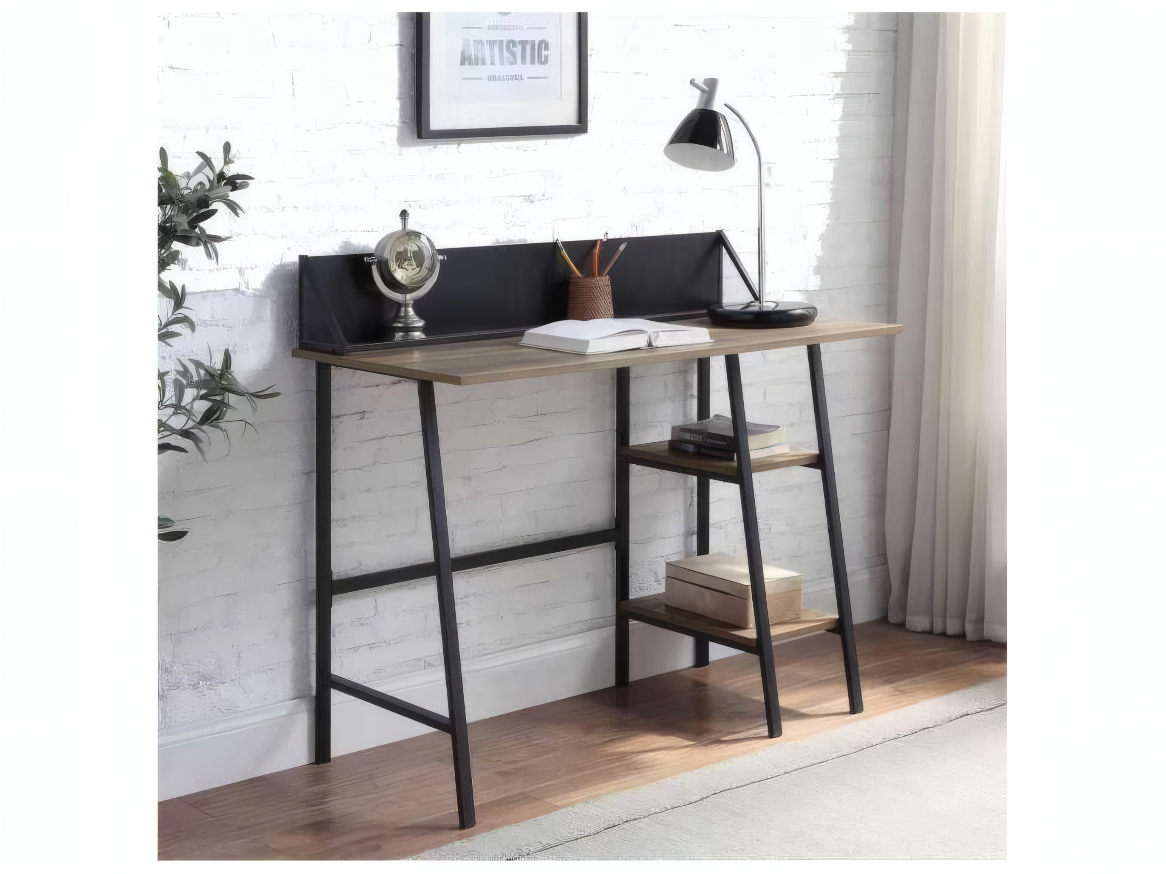 Acme Furniture Rustic Oak Black Brown Writing Desk