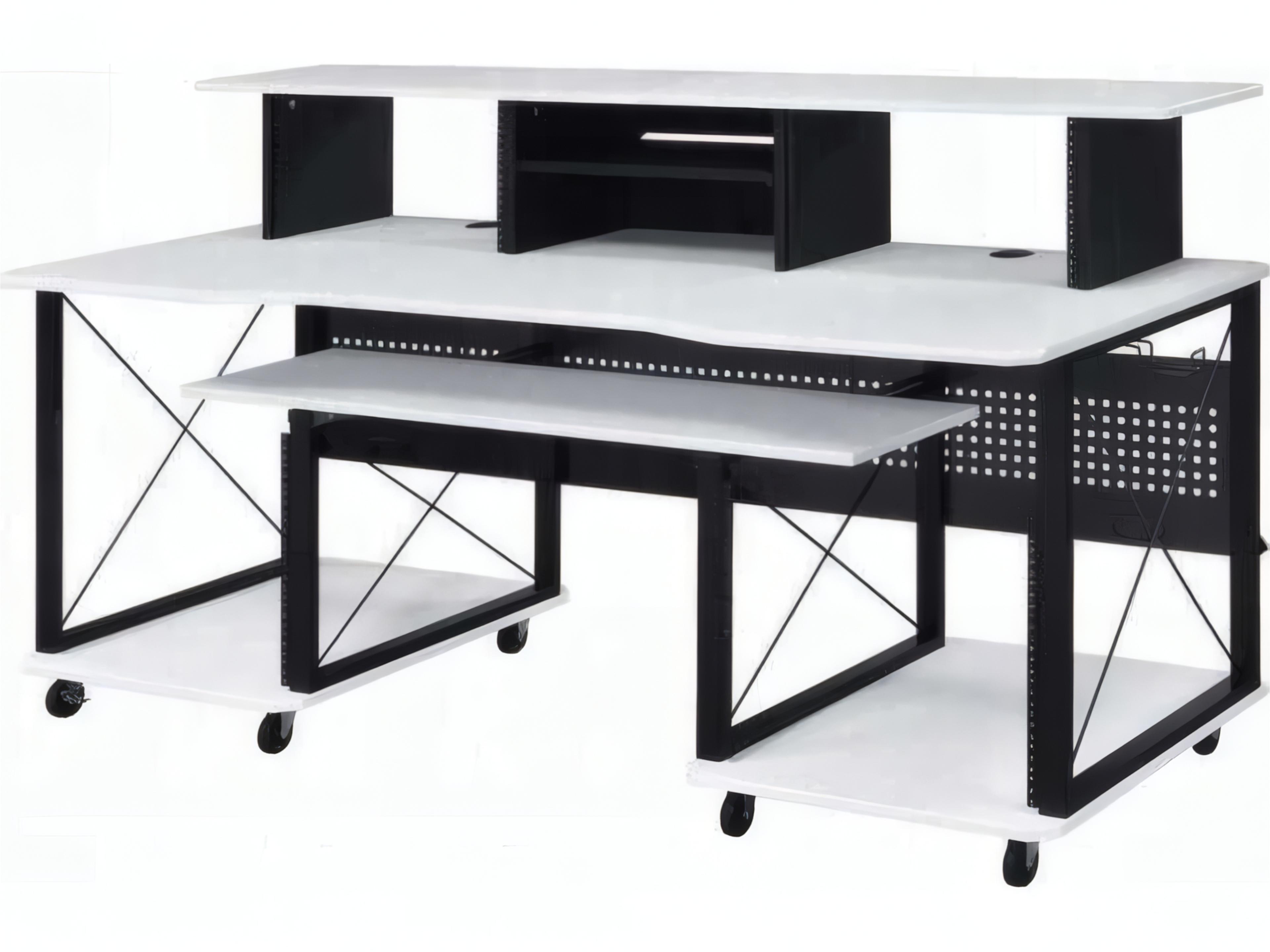Megara Rectangular Music Desk in White and Black Finish