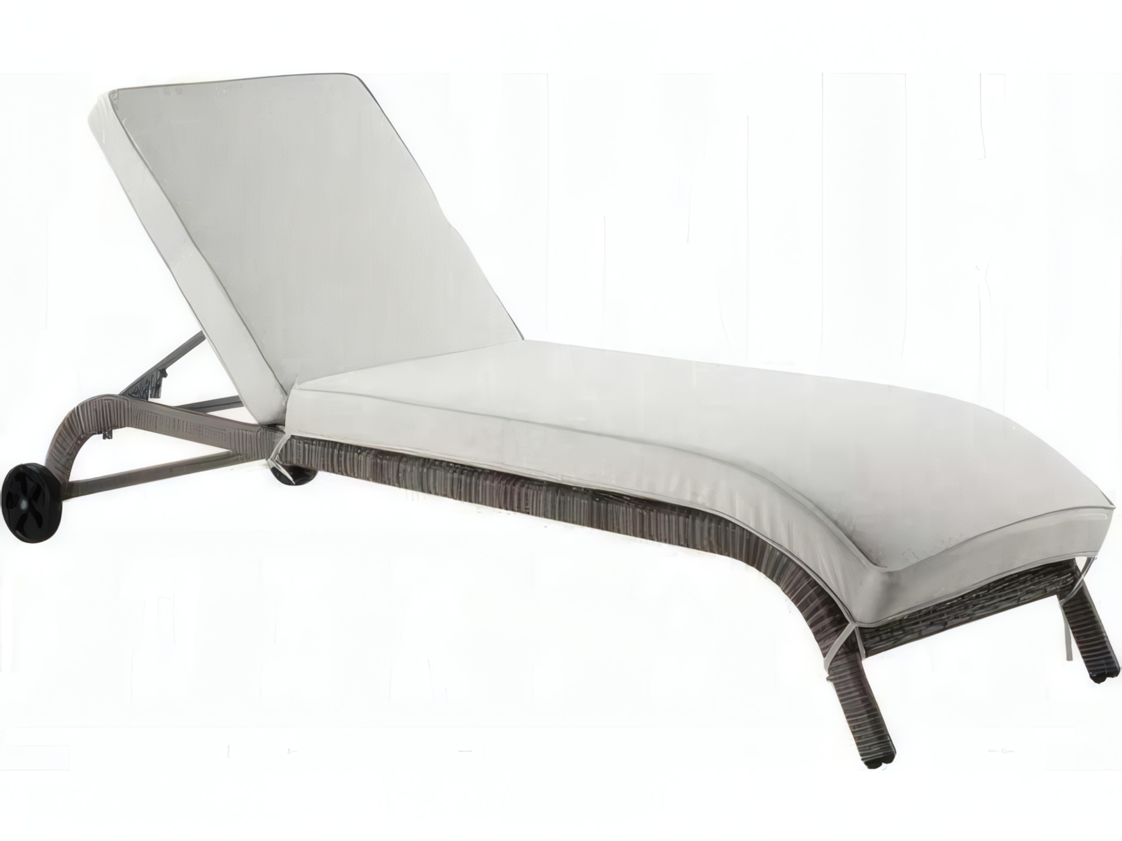 Salena Outdoor Sun Lounge Chair in Beige Fabric and Gray Wicker