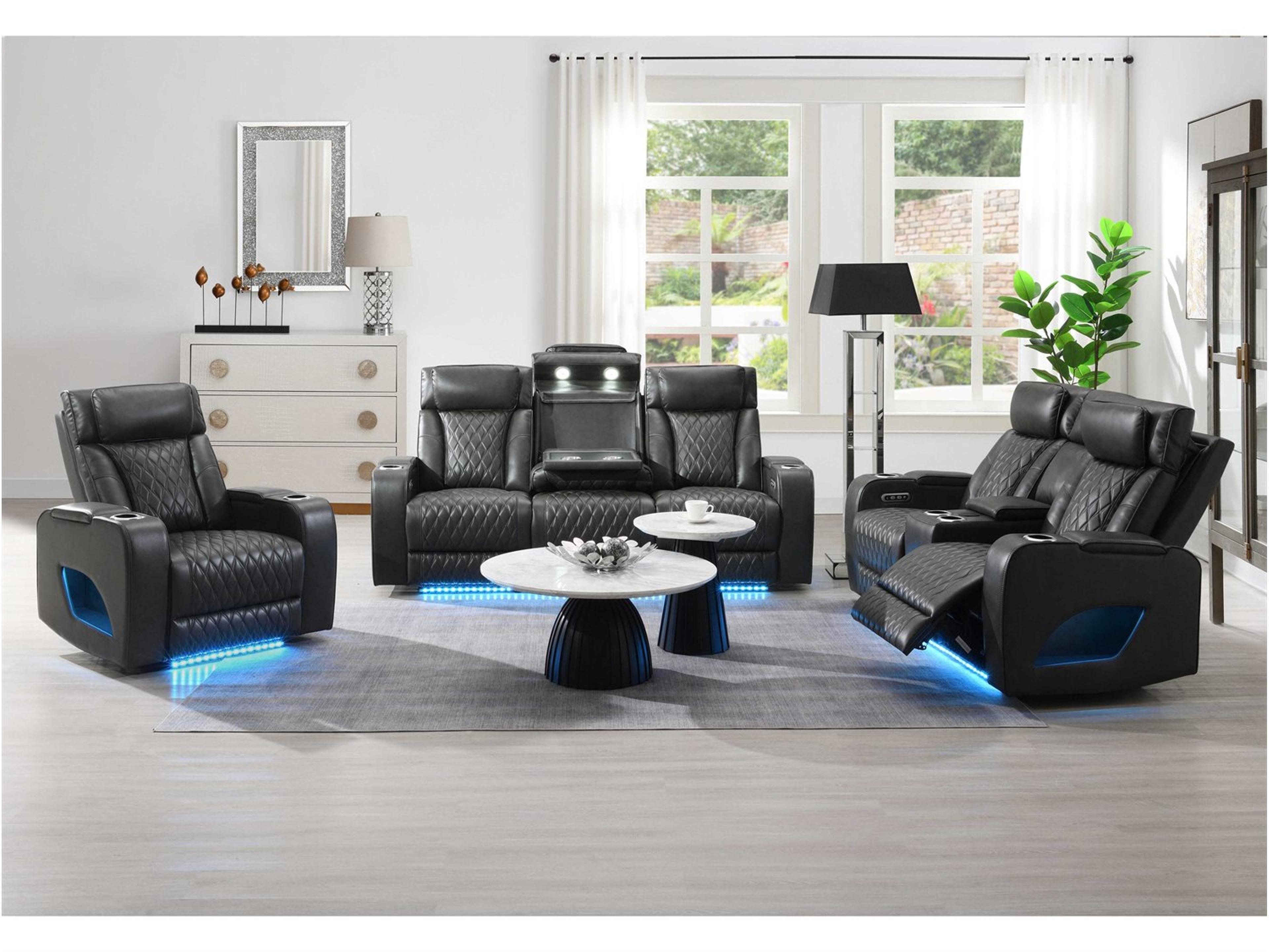 Taddeo Black Living Room Sofa Set
