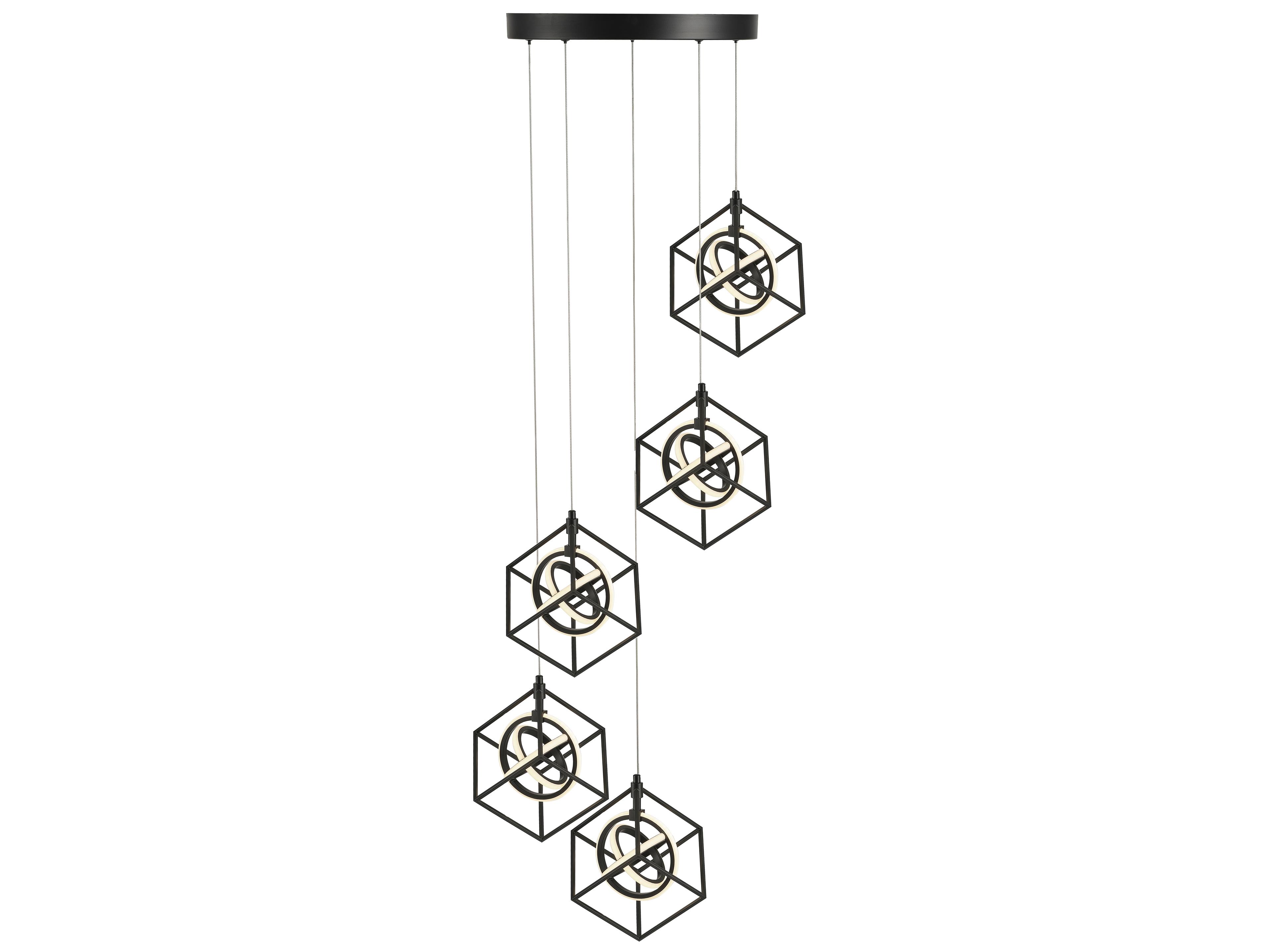 Artcraft Tulip 5-Light Matte Black Geometric Pendant