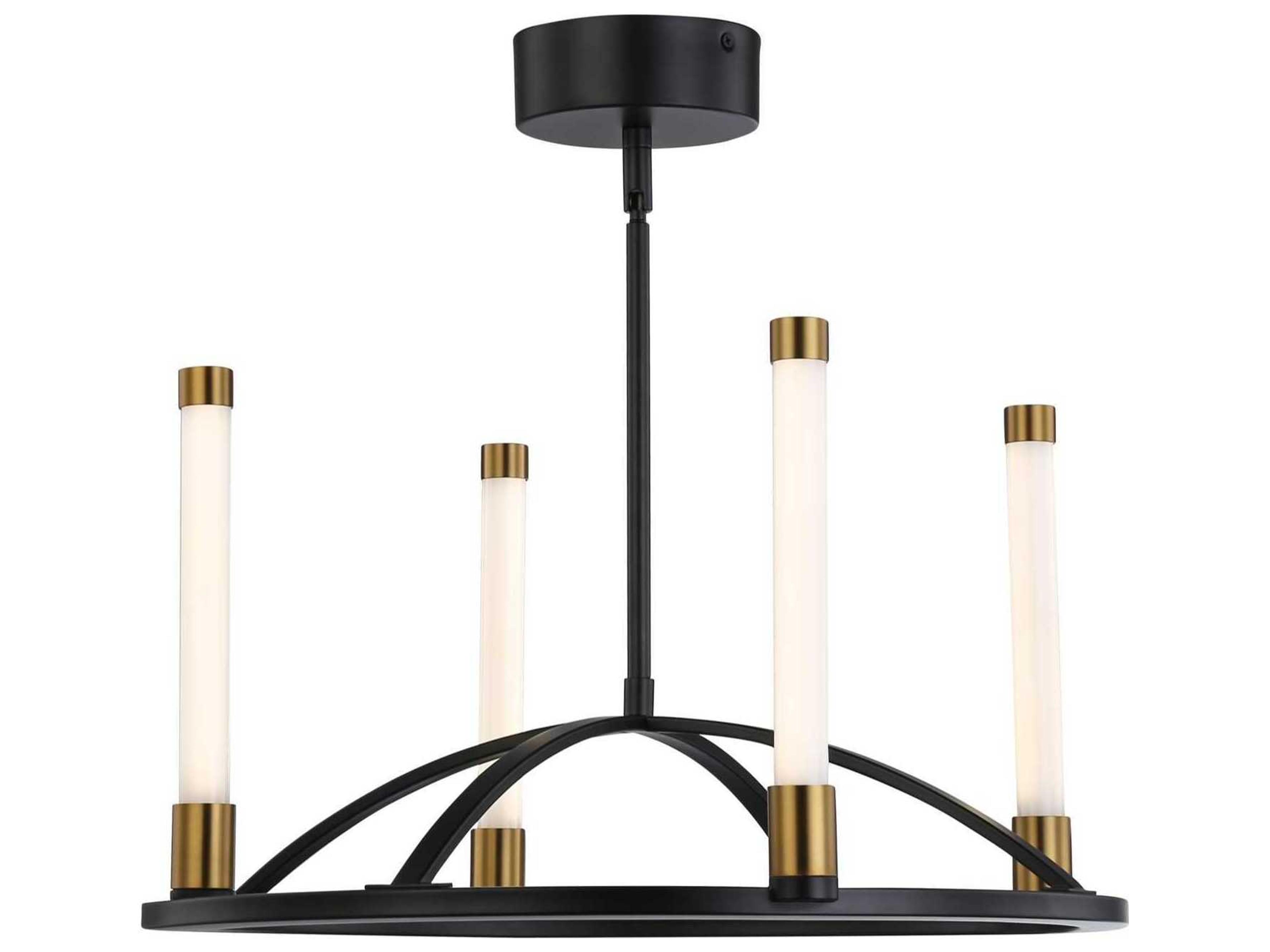 Artcraft Infiniti 4-Light Matte Black Brass Glass LED Cylinder Chandelier