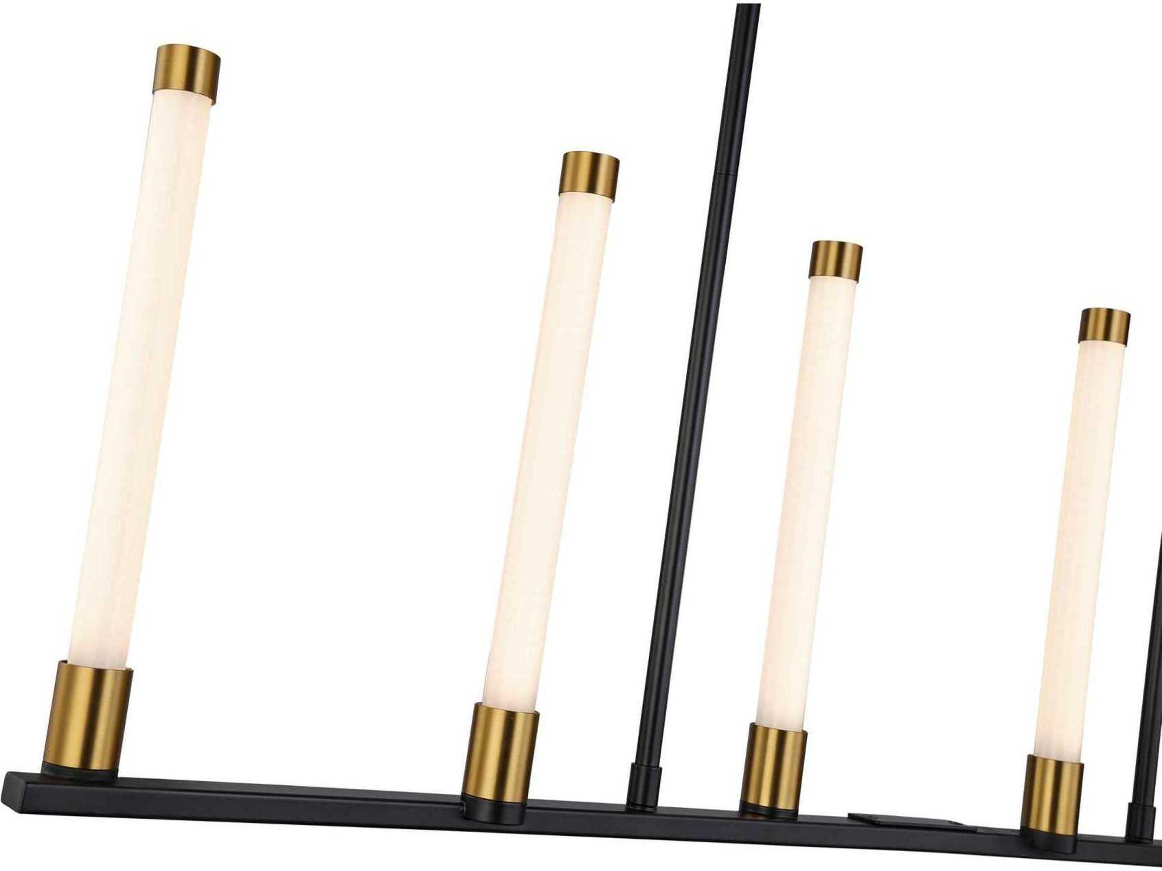 Artcraft Infiniti 6-Light Matte Black Brass Glass LED Cylinder Linear Island Pendant