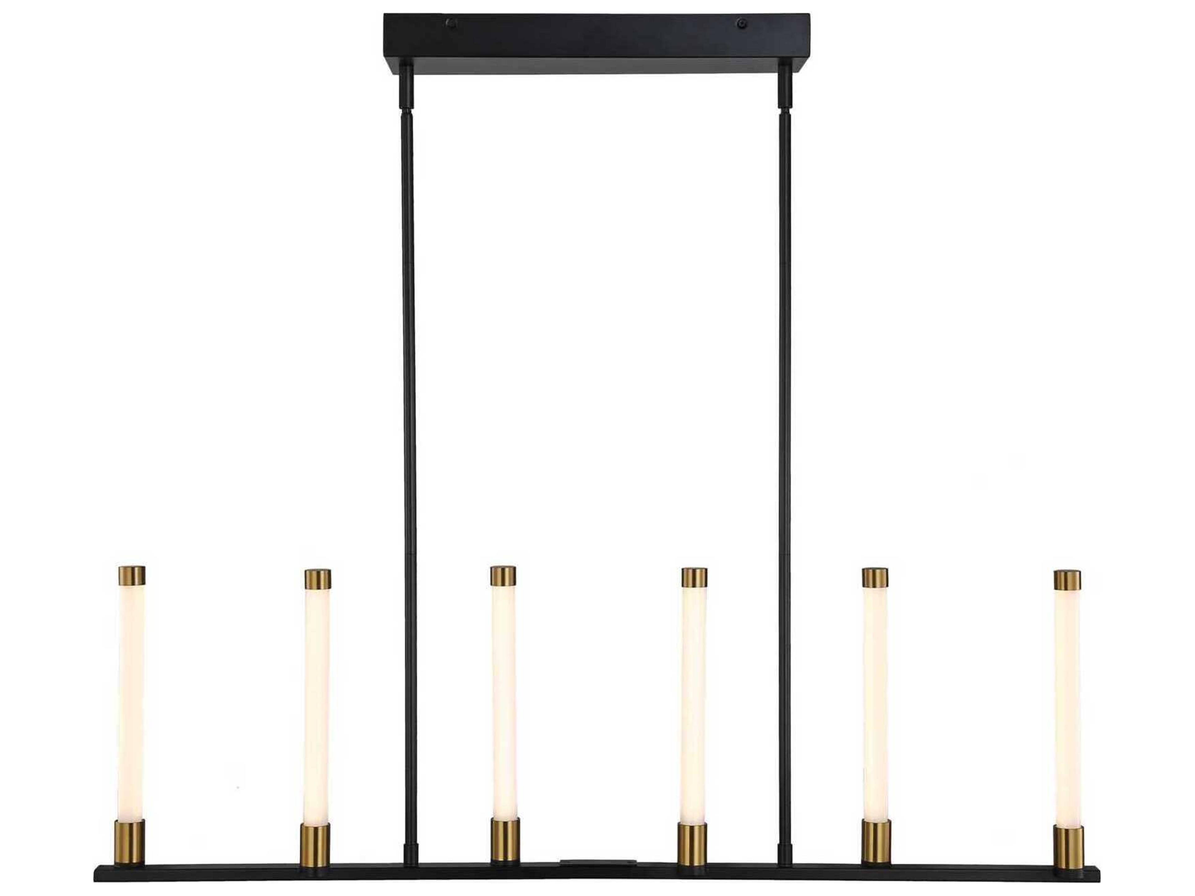 Artcraft Infiniti 6-Light Matte Black Brass Glass LED Cylinder Linear Island Pendant