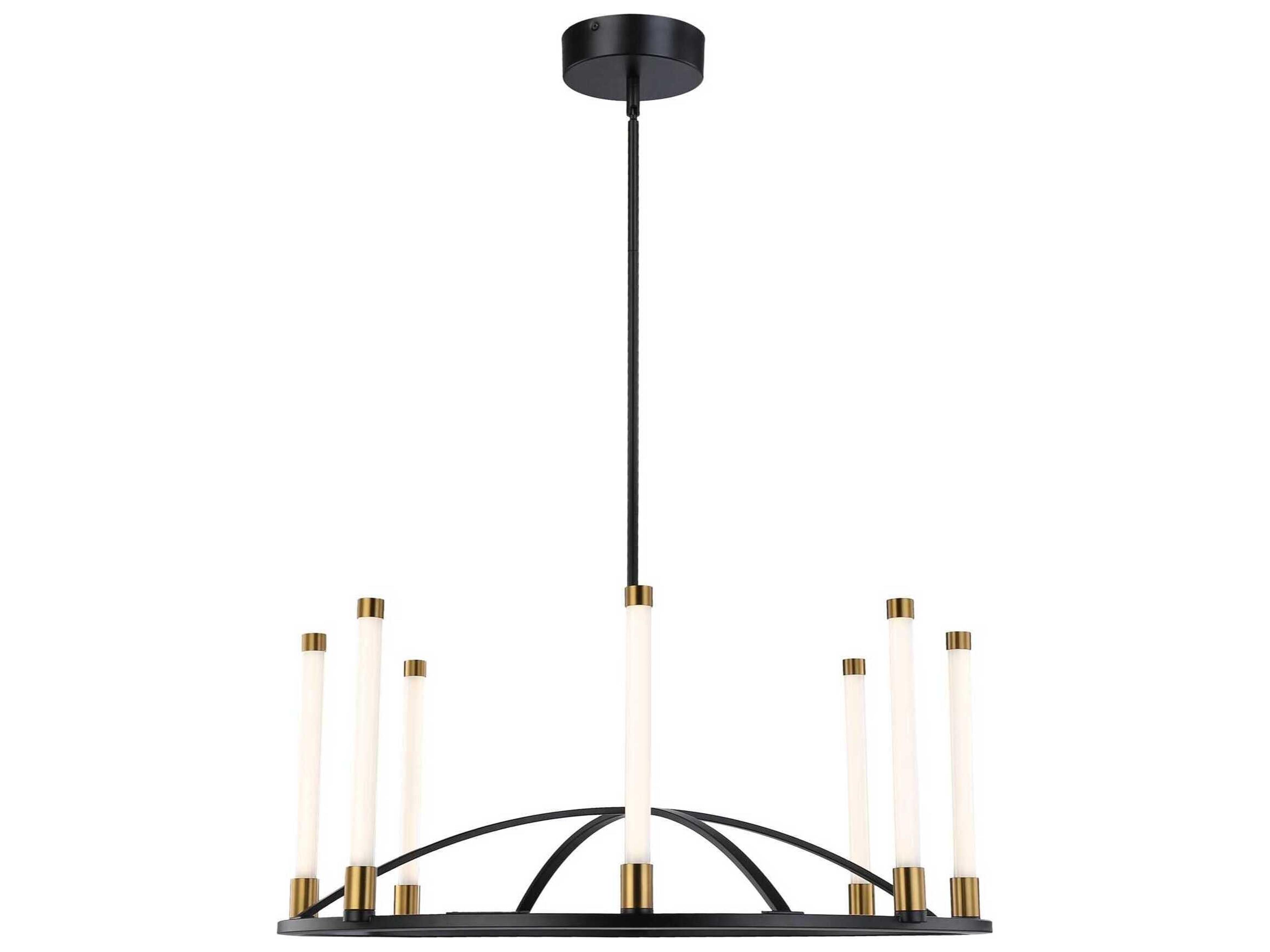 Artcraft Infiniti 8-Light Matte Black Brass Glass LED Cylinder Linear Chandelier