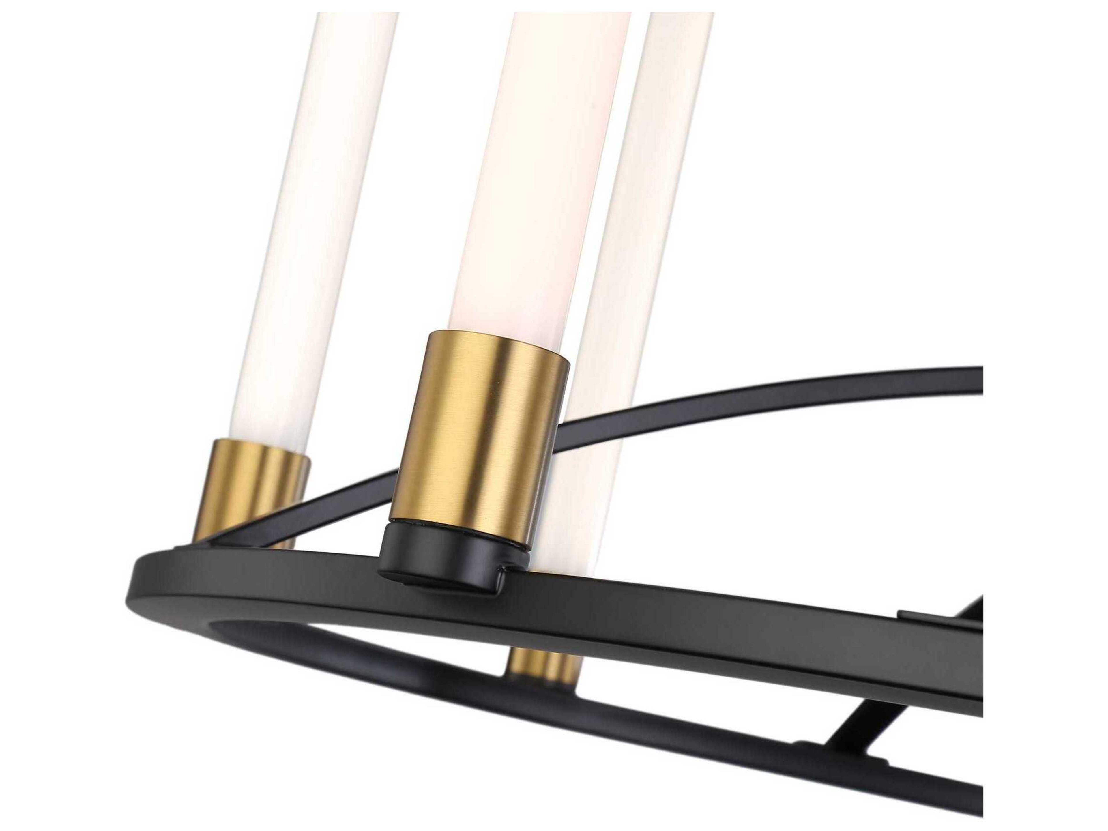 Artcraft Infiniti 8-Light Matte Black Brass Glass LED Cylinder Linear Chandelier