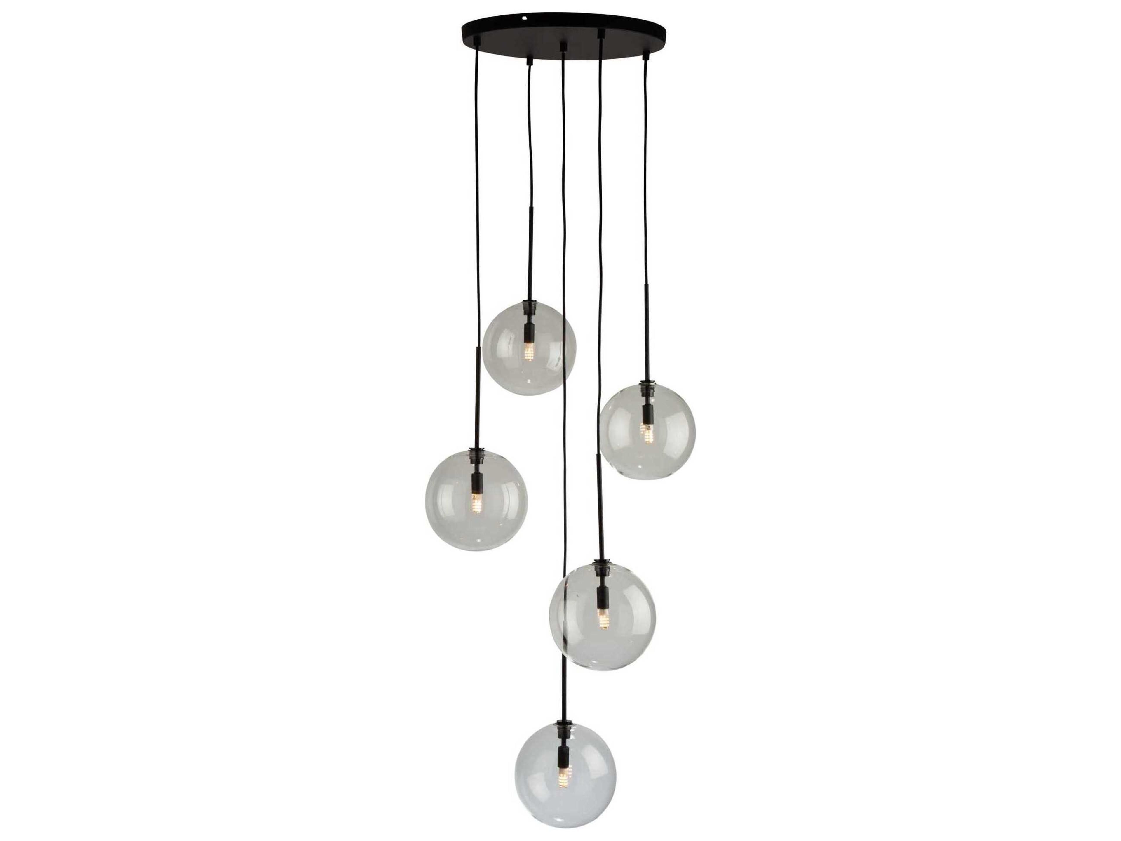 Artcraft Pinpoint 5-Light Black Glass Globe Pendant