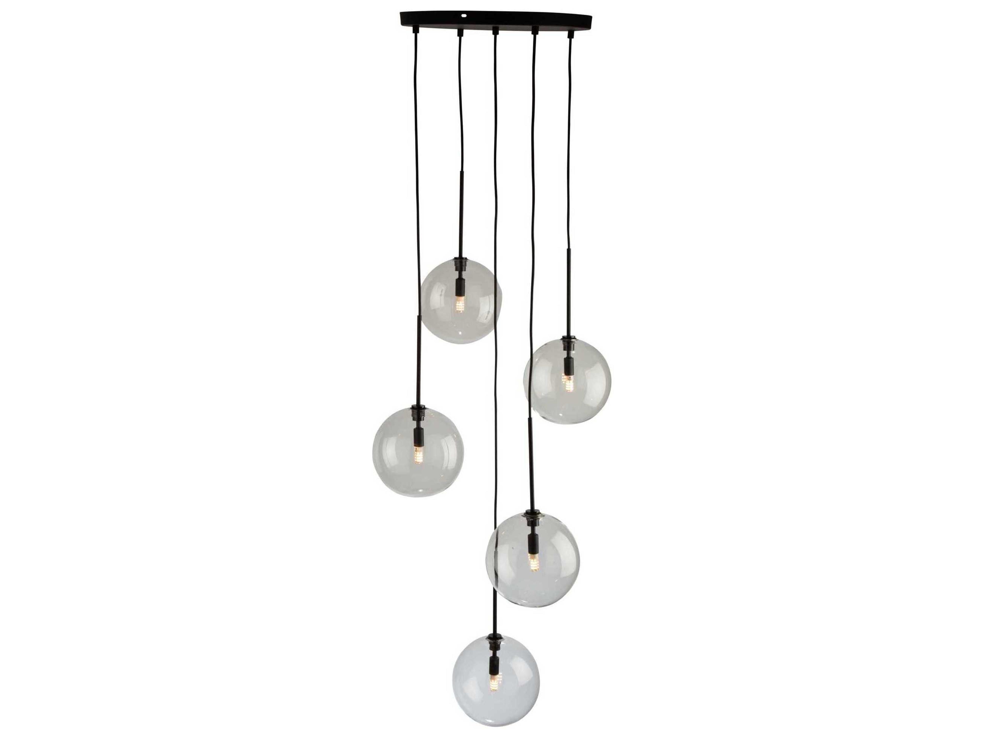 Artcraft Pinpoint 5-Light Black Glass Globe Pendant