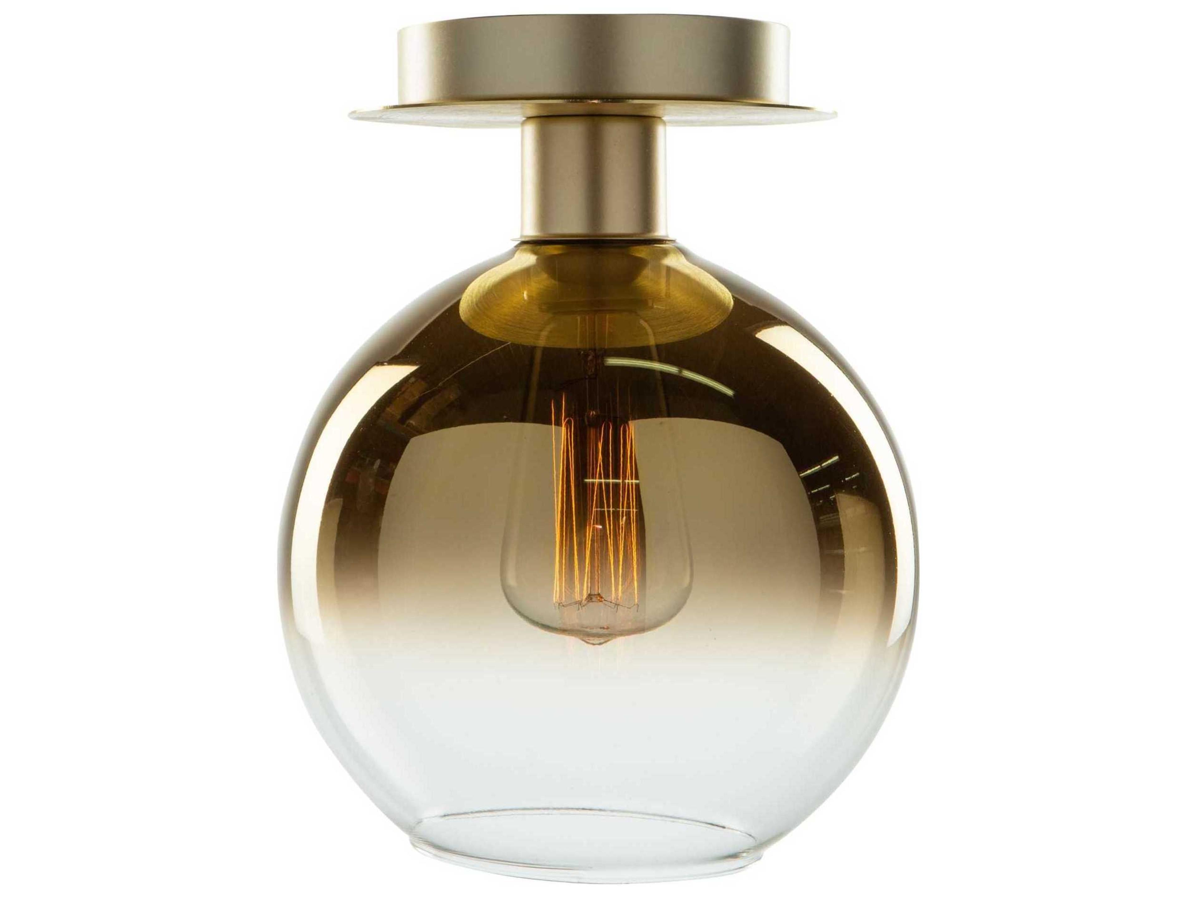 Artcraft Morning Mist 1-Light Gold Glass LED Globe Semi Flush Mount