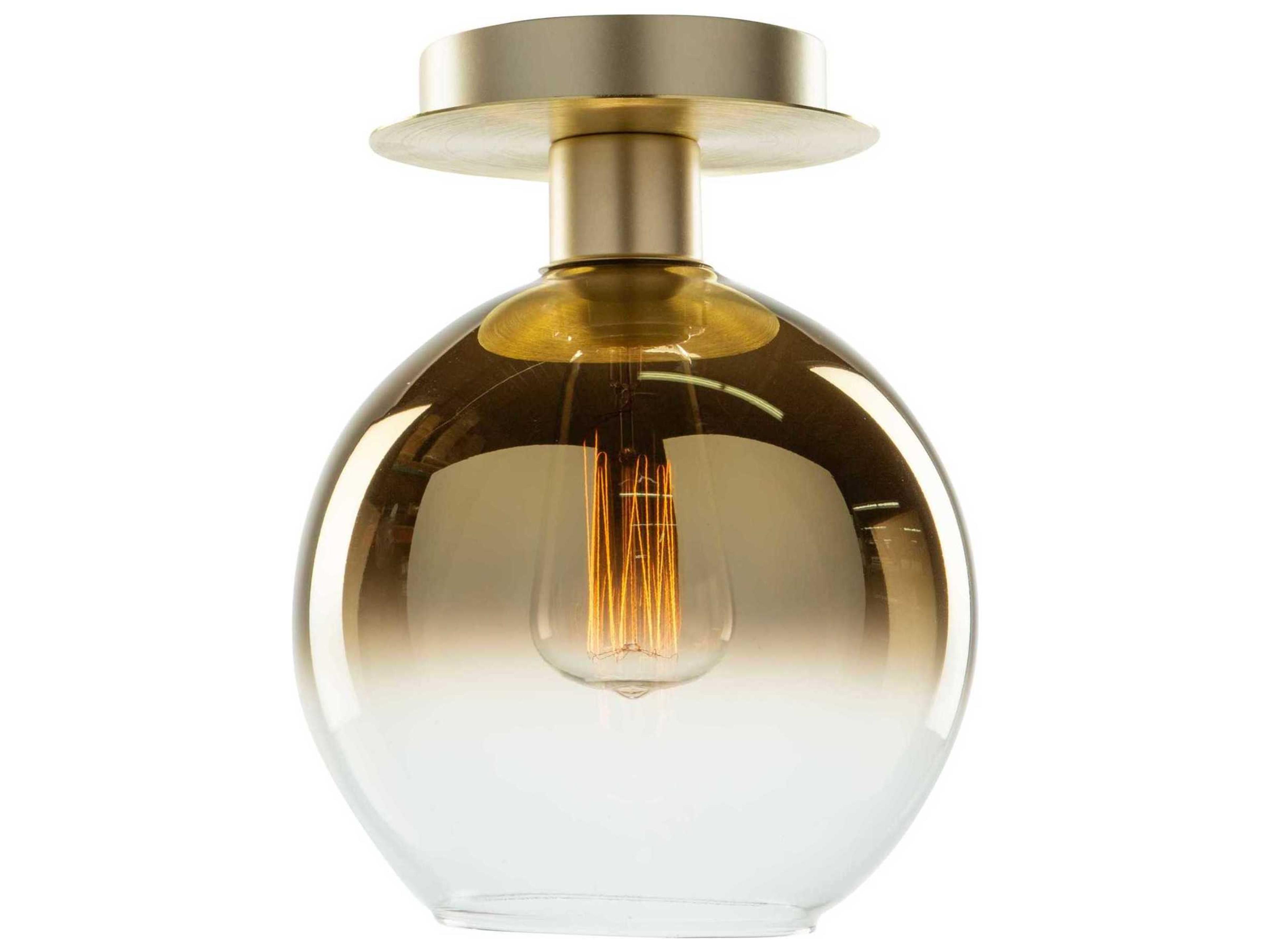 Artcraft Morning Mist 1-Light Gold Glass LED Globe Semi Flush Mount