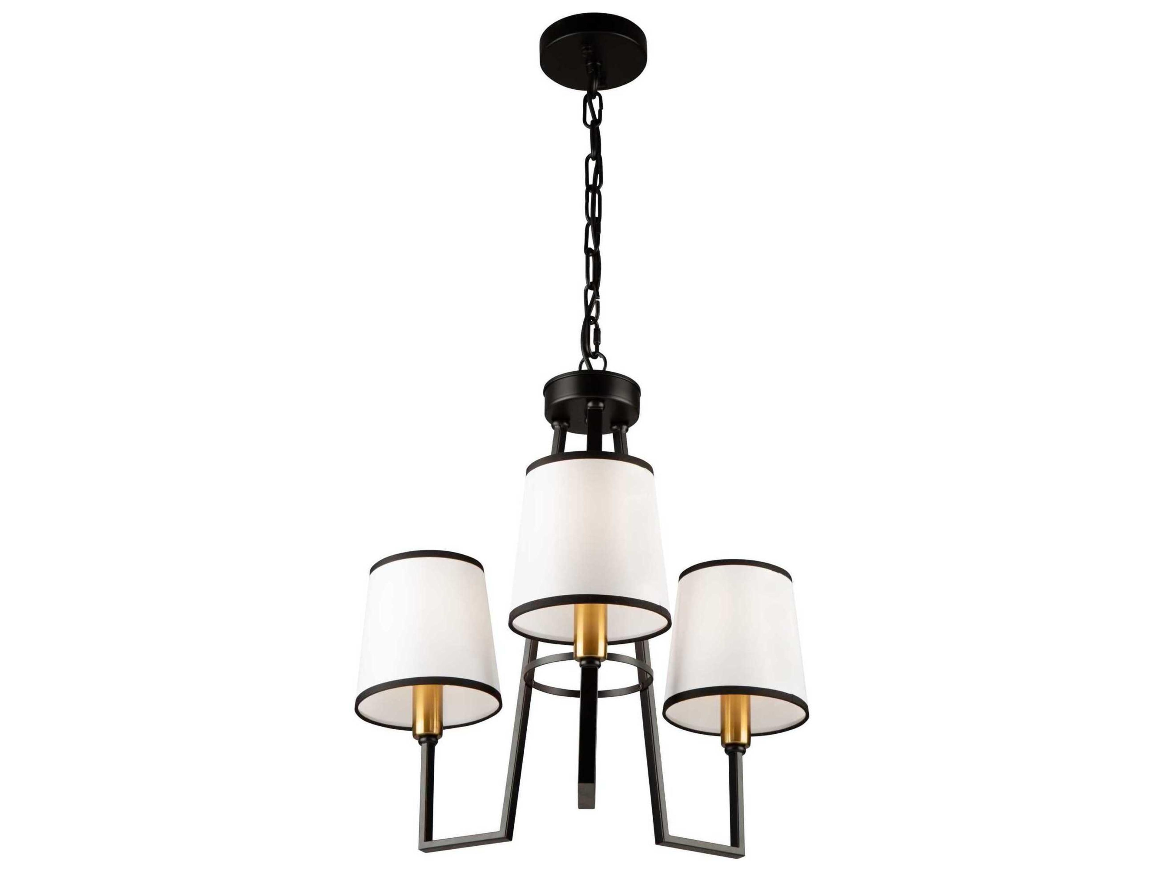 Coco 3 Light Chandelier Transitional Black and Gold
